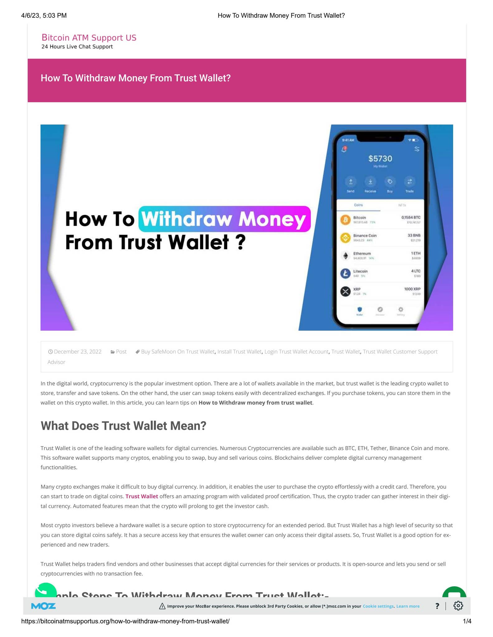 How To Withdraw Money From Trust Wallet? by Bitcoin ATM Support Number |  Bitcoin ATM Near me - Issuu