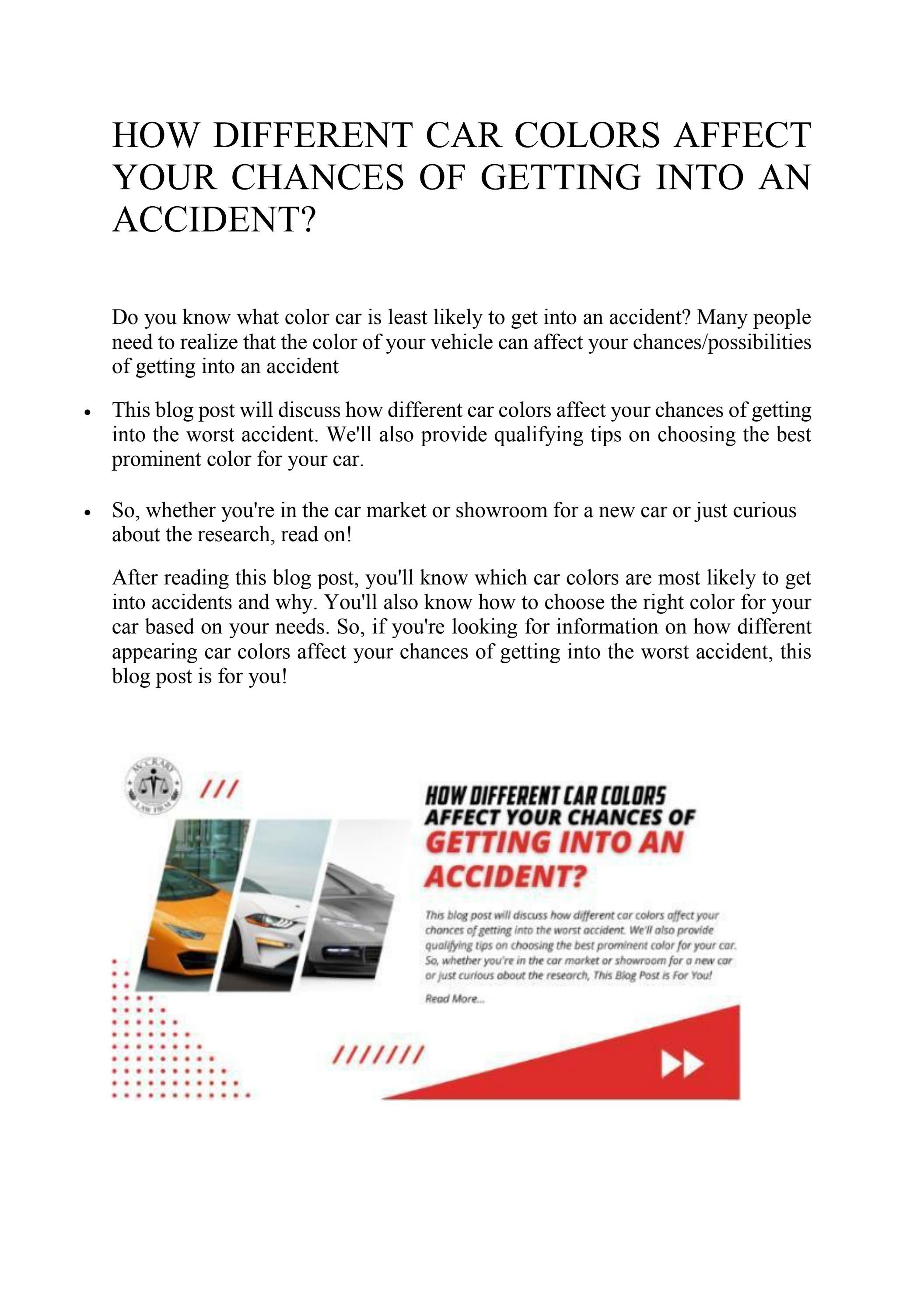 HOW DIFFERENT CAR COLORS AFFECT YOUR CHANCES OF GETTING INTO AN ACCIDENT? by norcalattorney Issuu