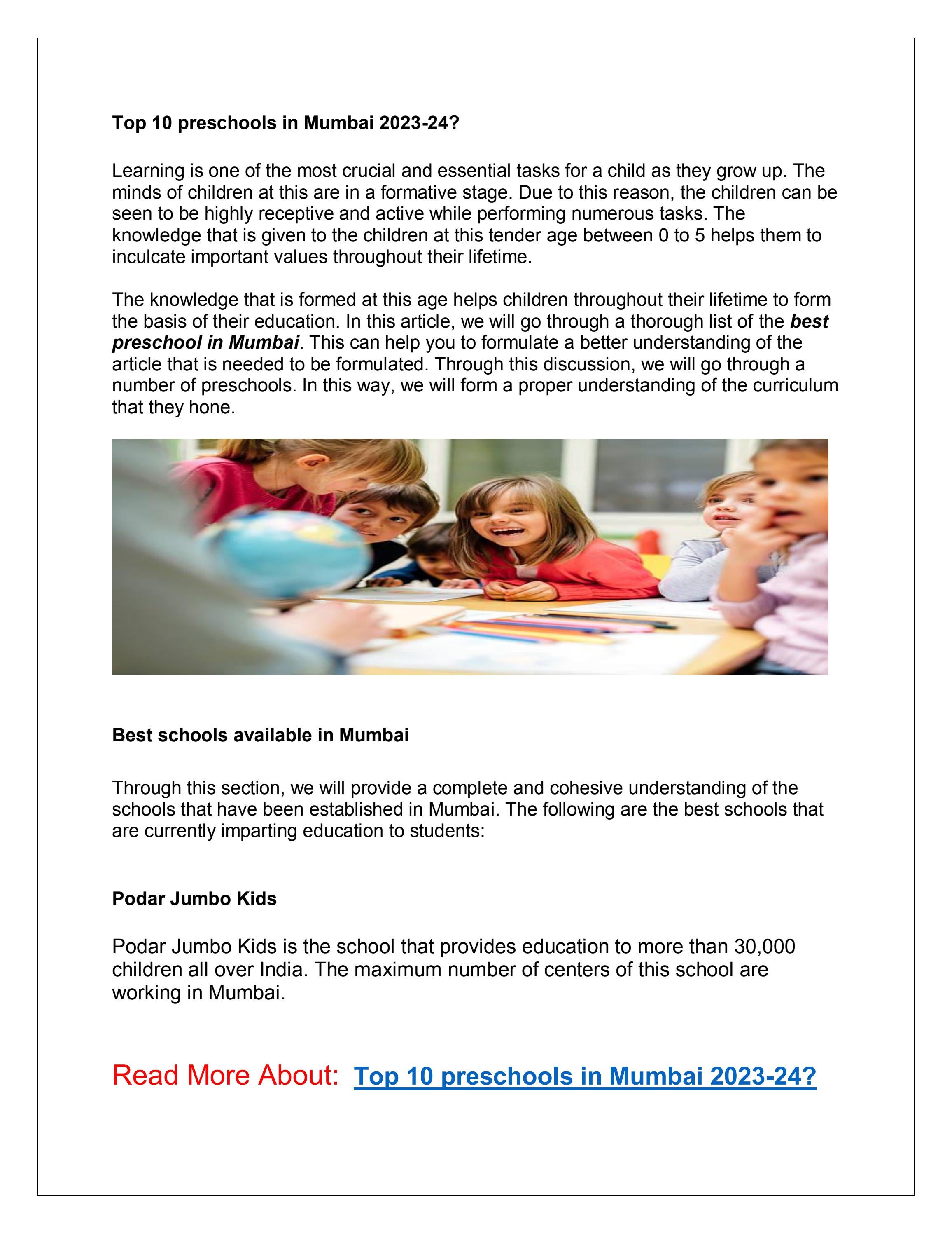 Top 10 preschools in Mumbai 202324? by little millennium Issuu