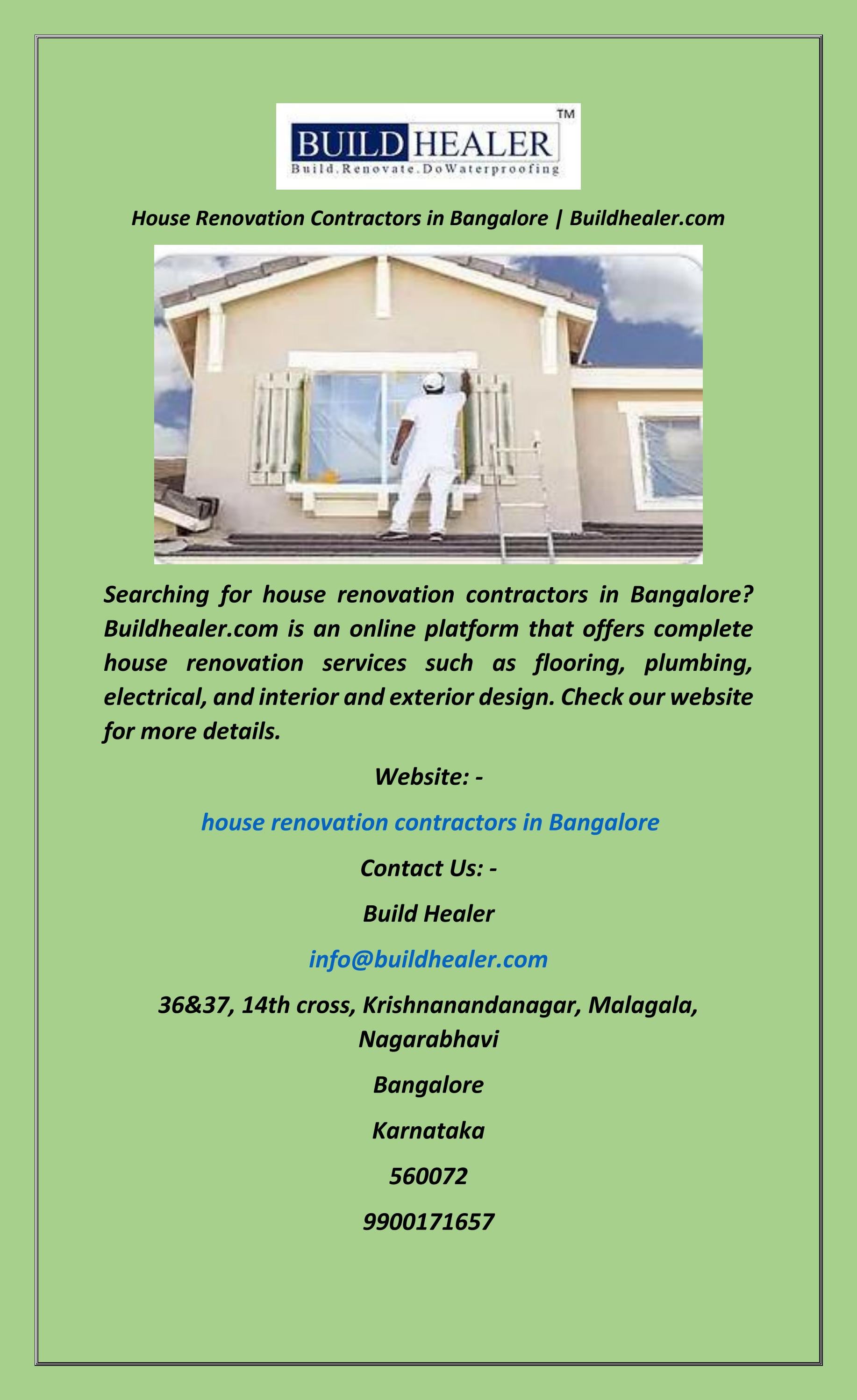 House Renovation Contractors In Bangalore Buildhealer By Build