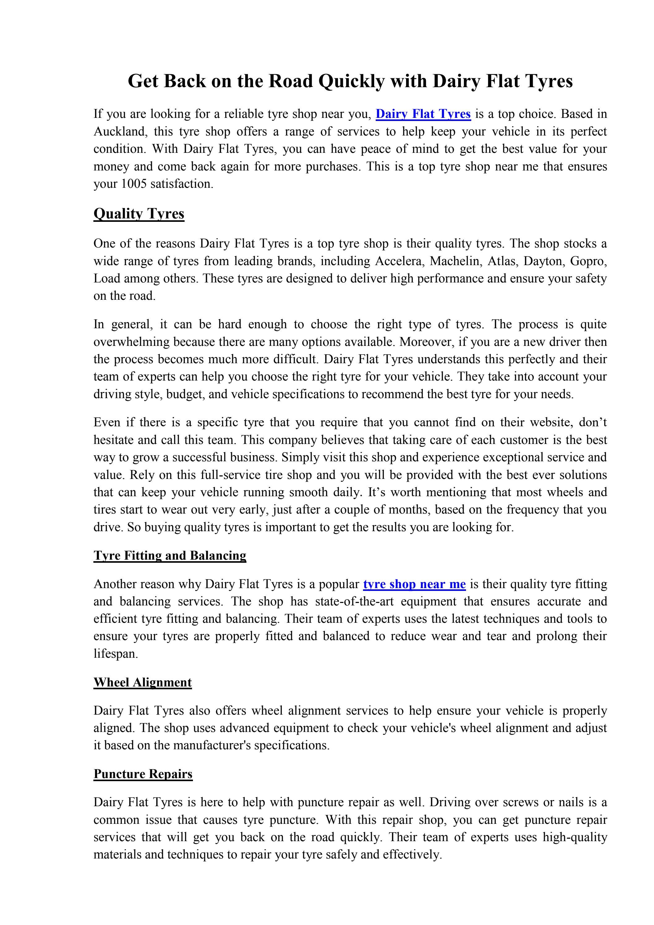 Get Back on the Road Quickly with Dairy Flat Tyres by Dairy Flat Tyres