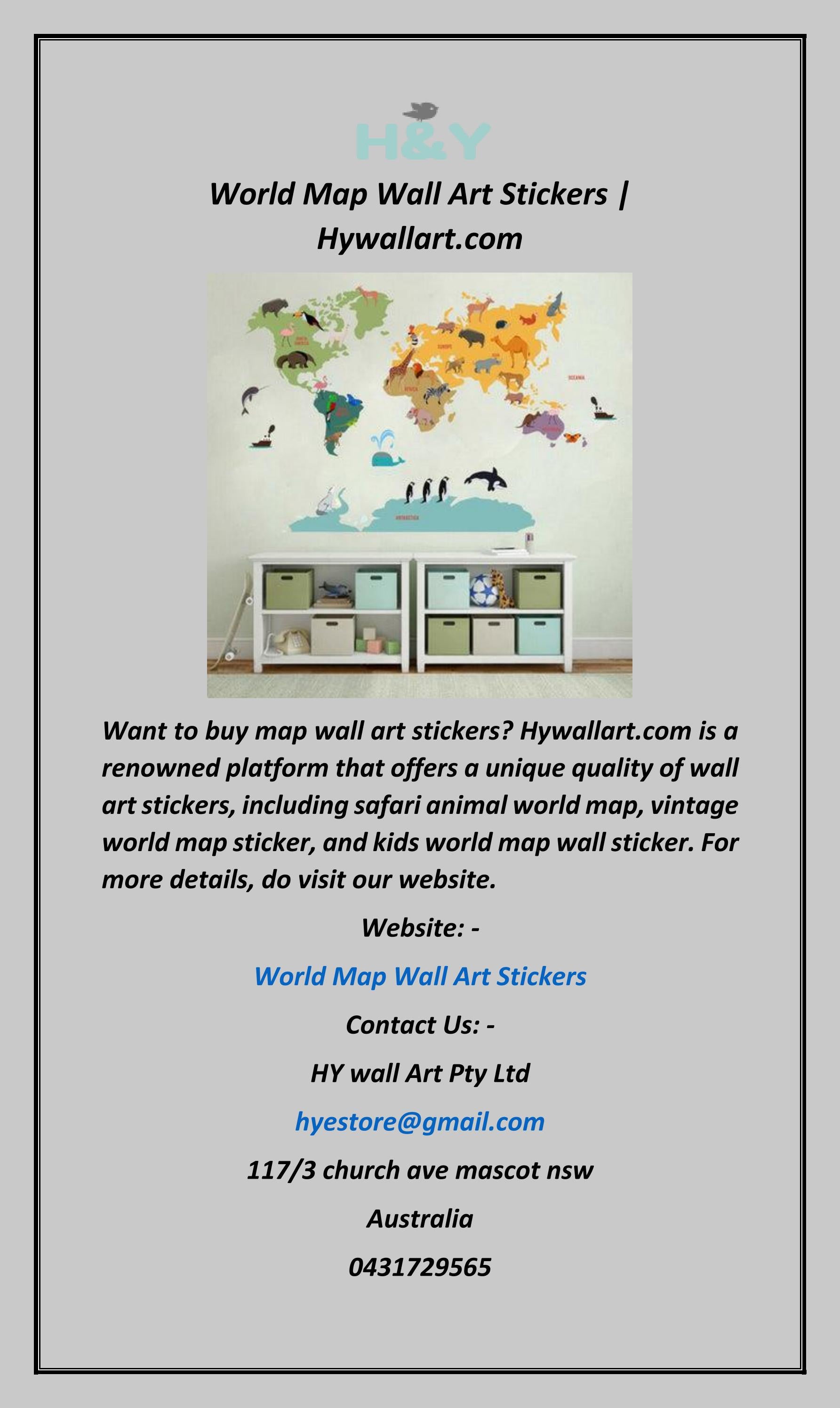 World Map Wall Art Stickers by HY wall Art Pty Ltd Issuu