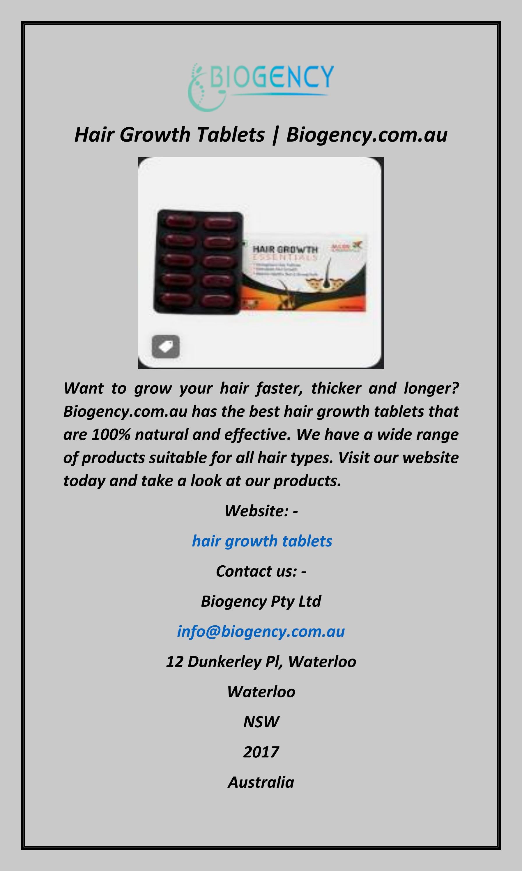 Hair Growth Tablets by Biogency Pty Issuu