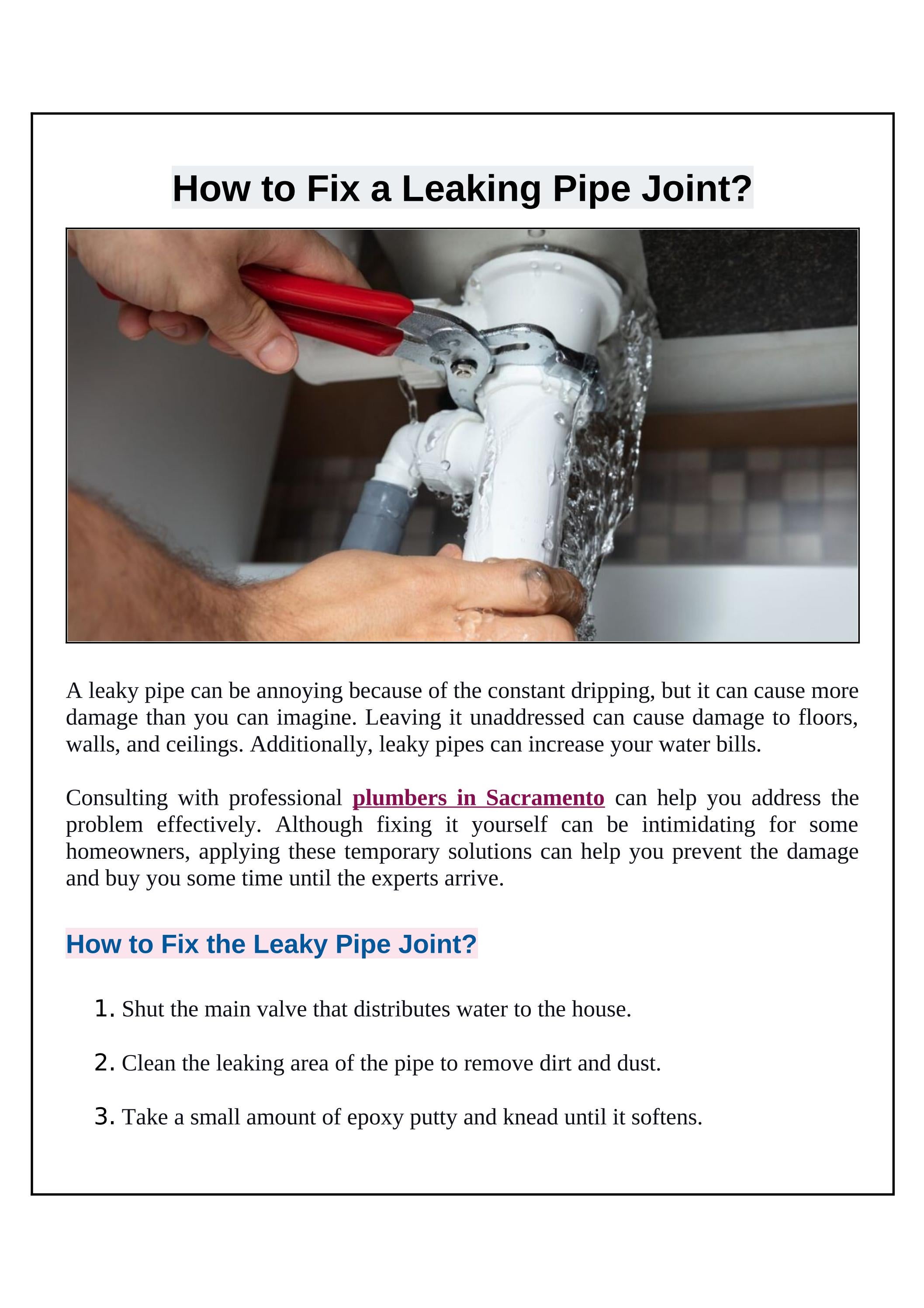 Essential Steps for Fixing Leaky Pipe Joints at Home by preferredplumbing1 Issuu
