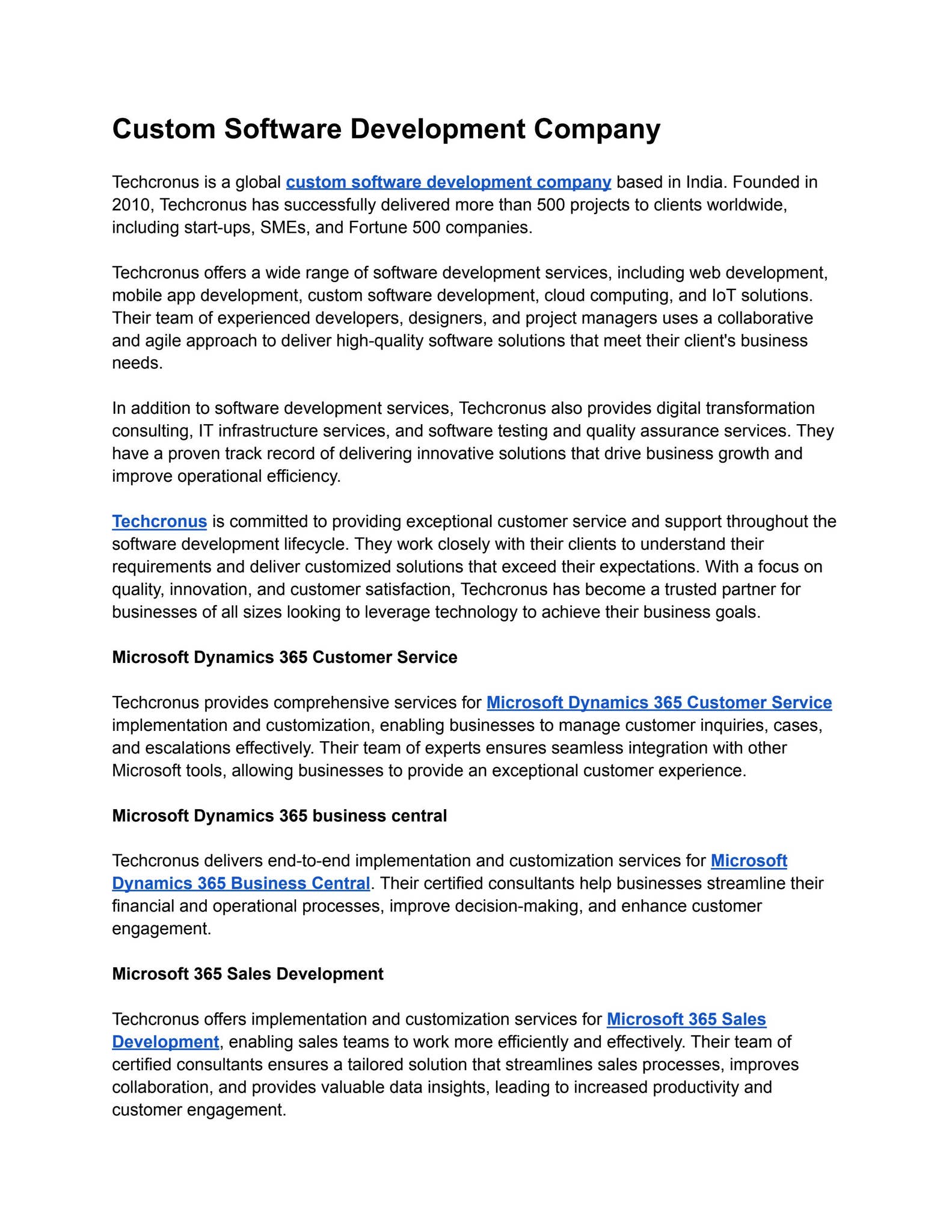 Custom Software Development Company by Techcronus Business Solutions ...