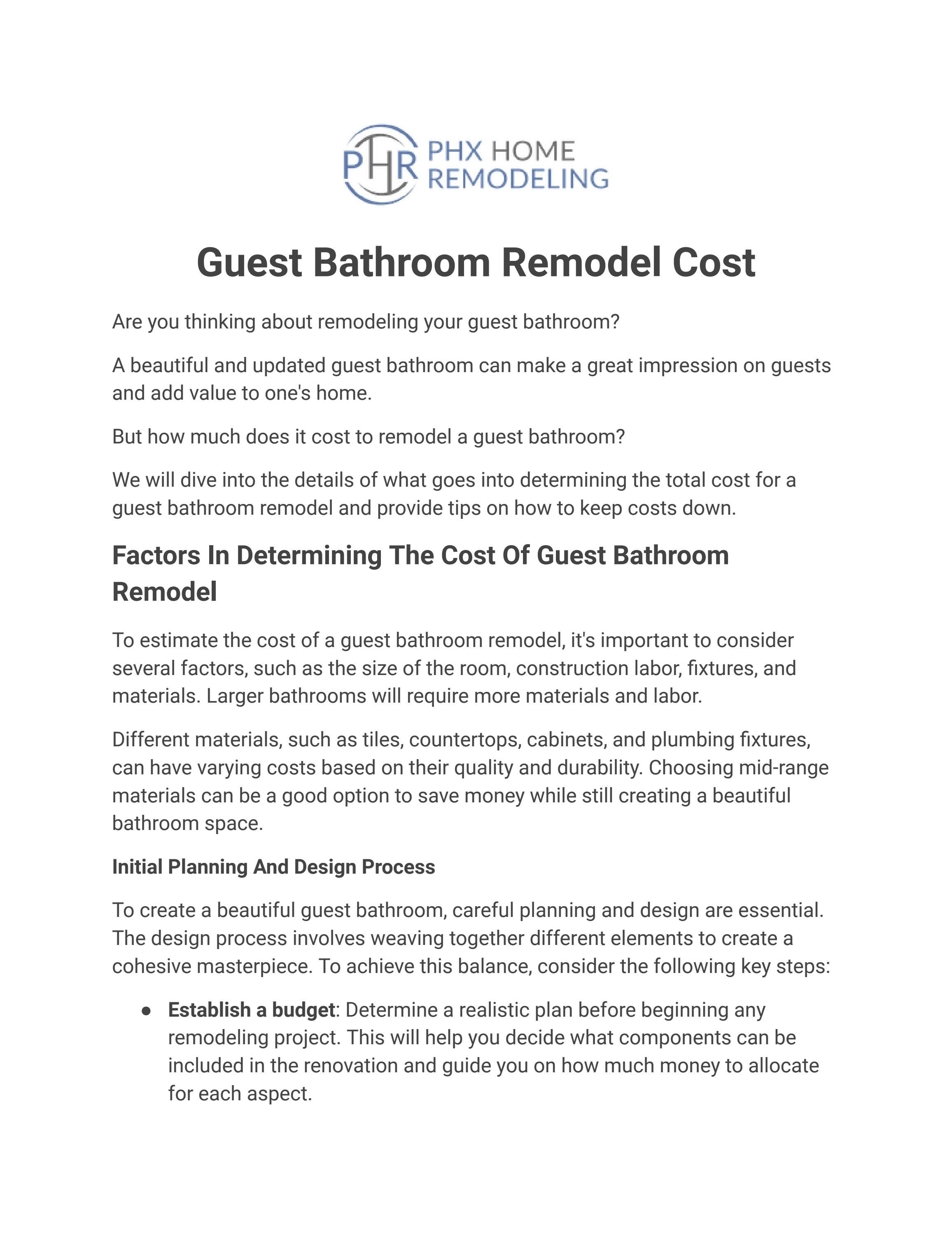 Guest Bathroom Remodel Cost by PHR WRiter Issuu