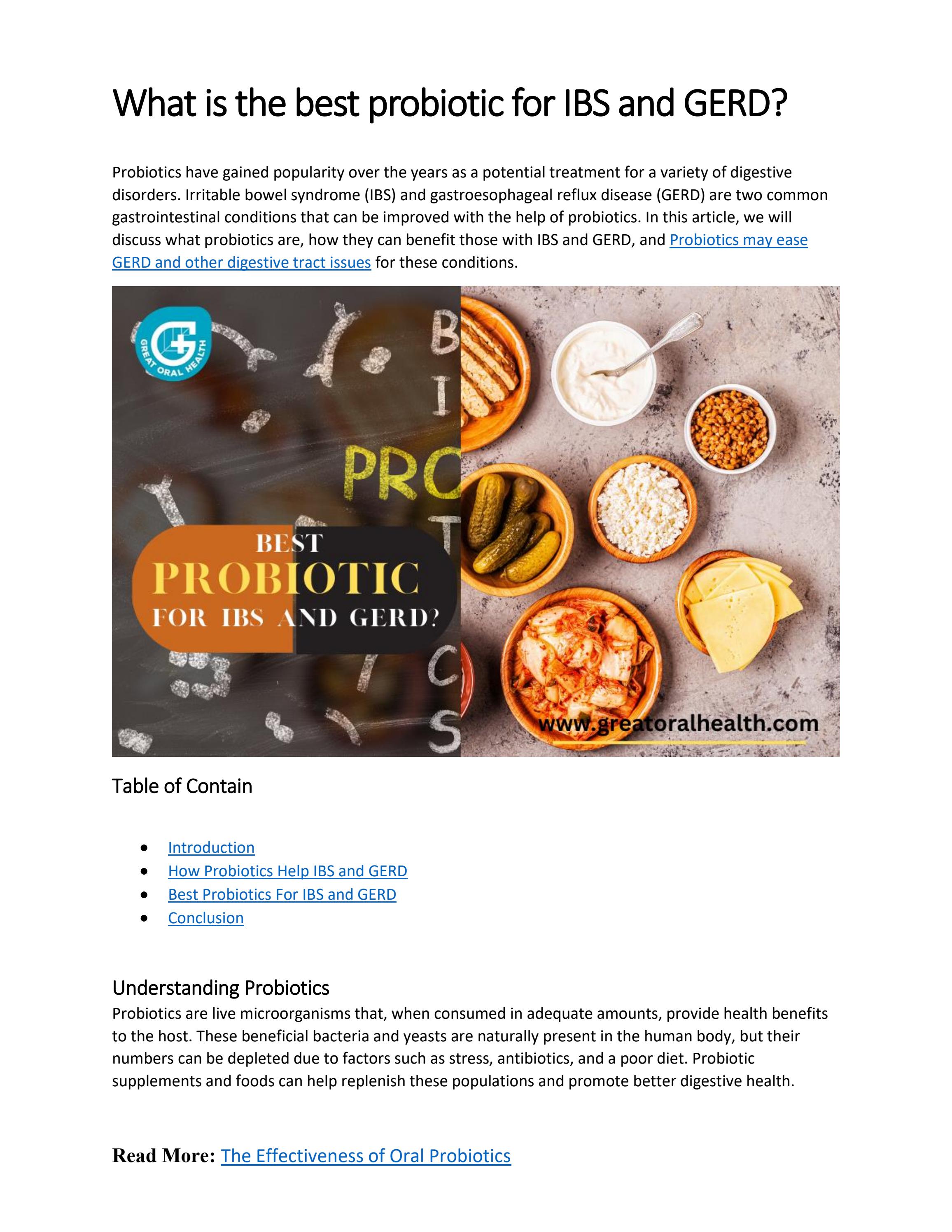 What is the best probiotic for IBS and GERD? by Great Oral Health Issuu