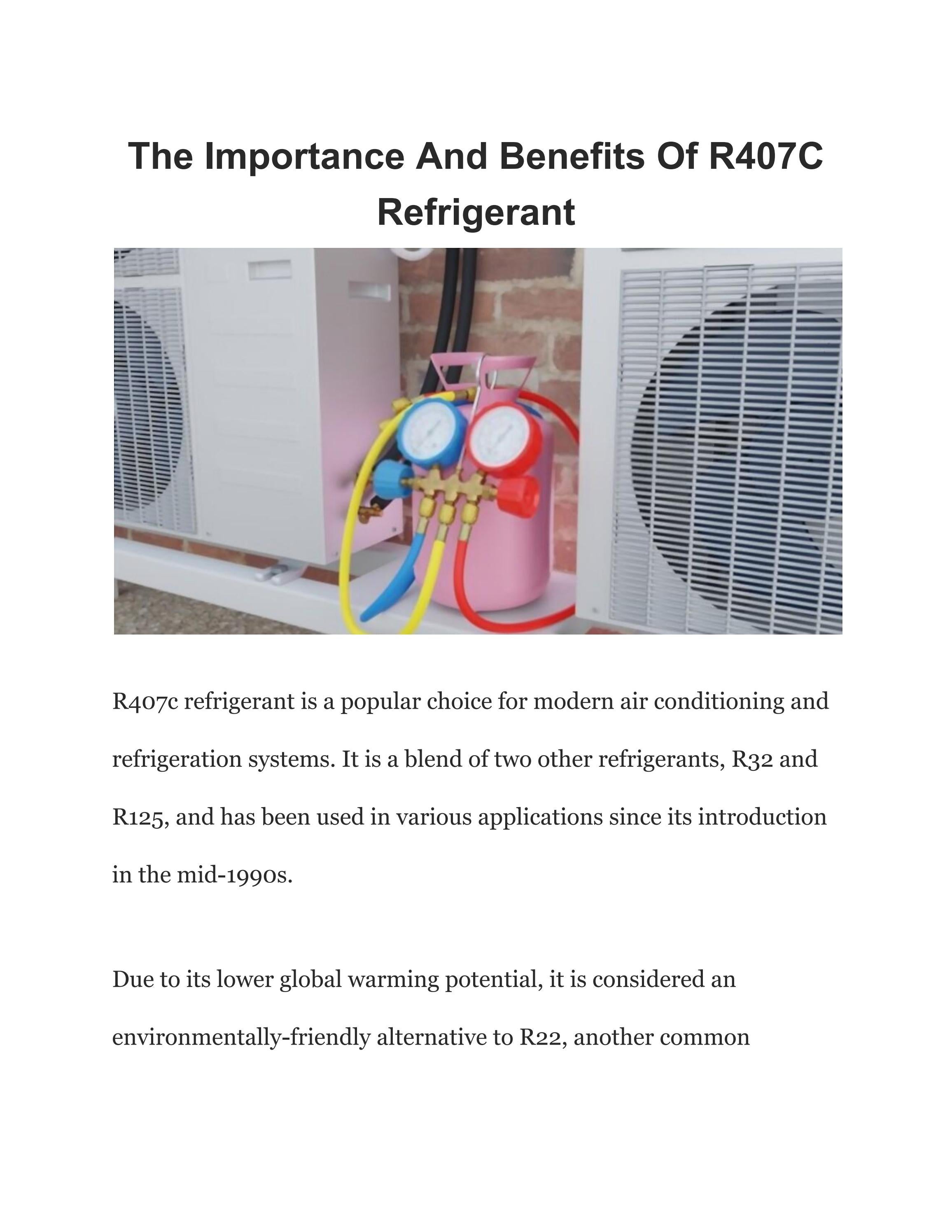 The Importance And Benefits Of R407C Refrigerant by United Refrigerants