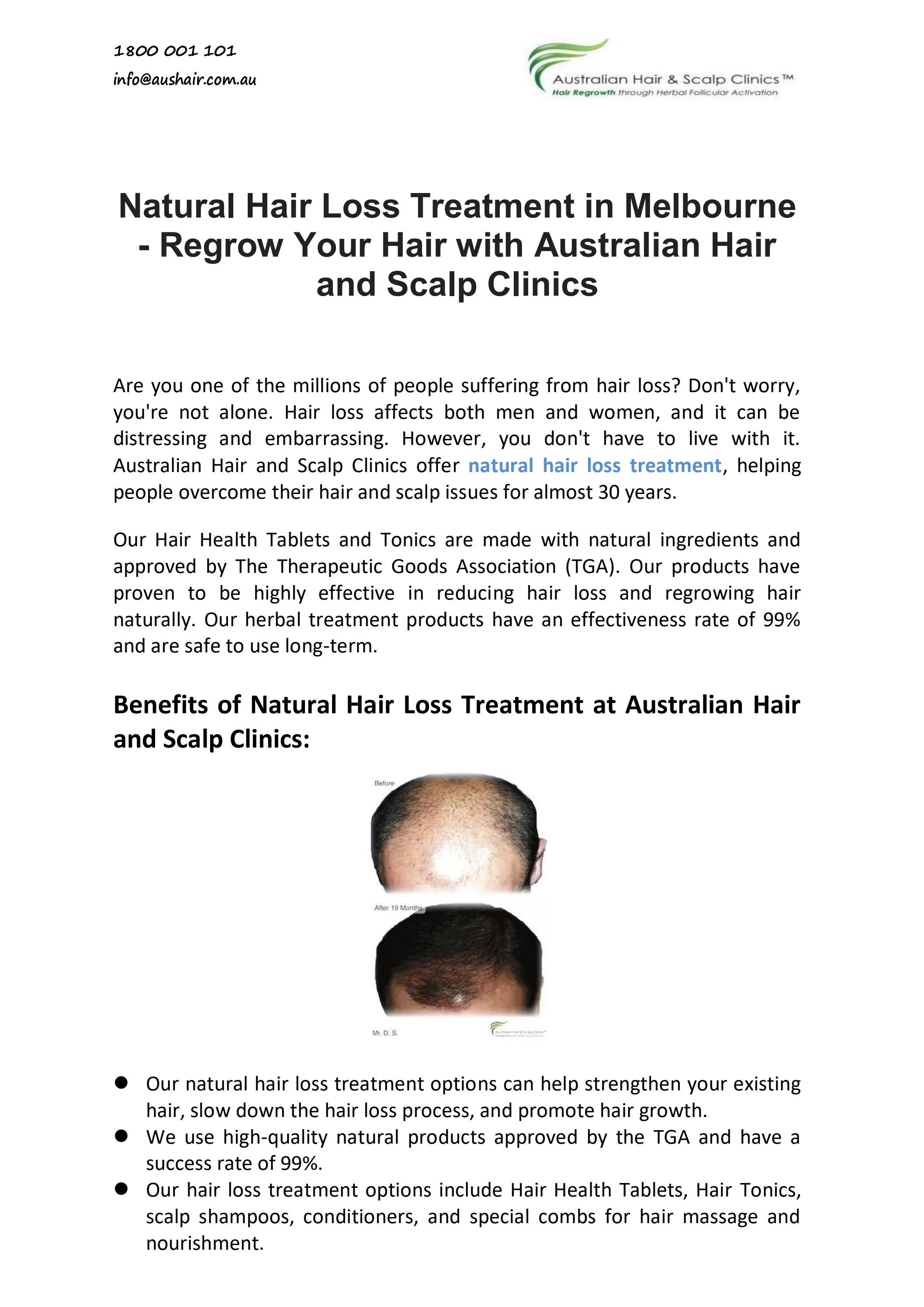 Natural Hair Loss Treatment in Melbourne Regrow Your Hair with