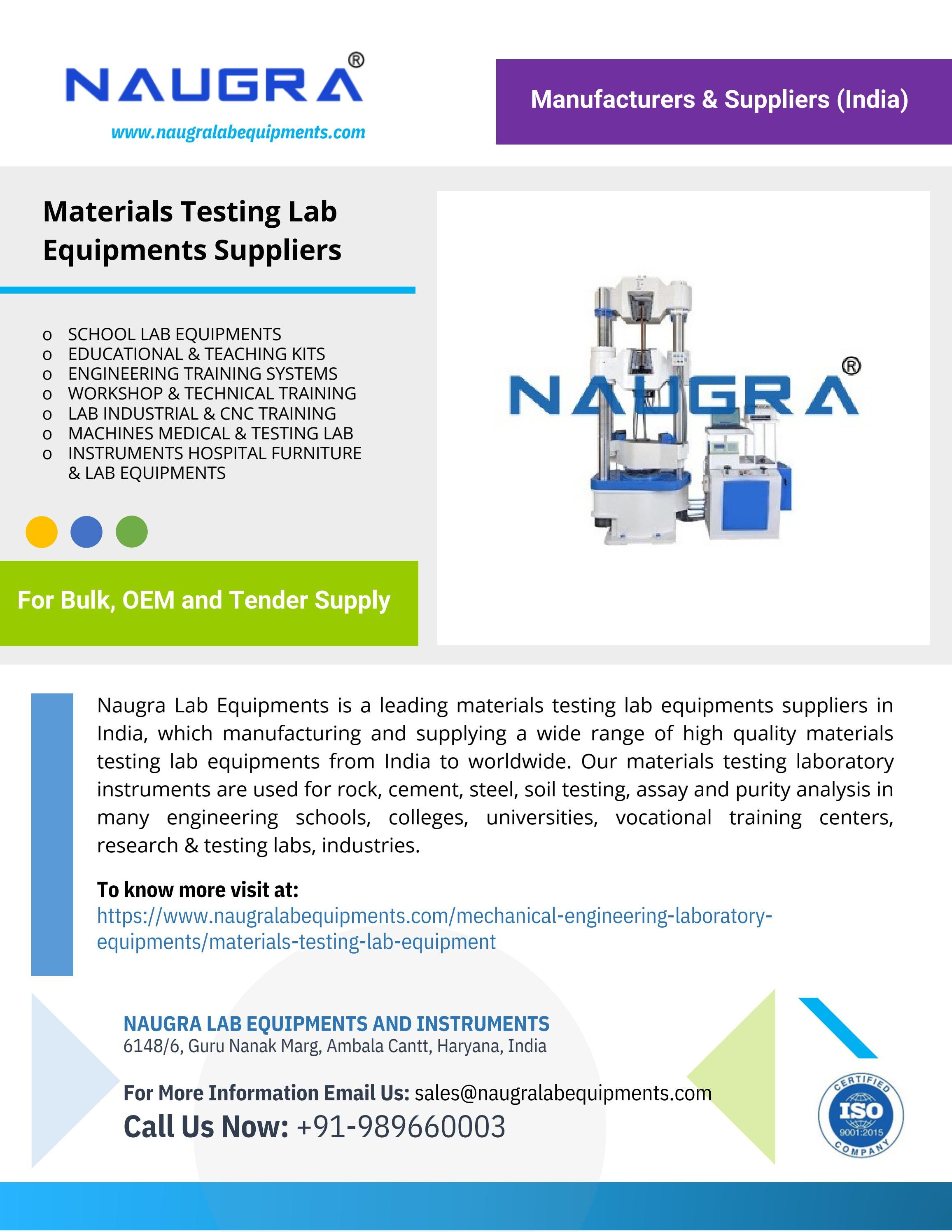 Materials Testing Lab Equipments Suppliers by Naugra Lab Equipments Issuu