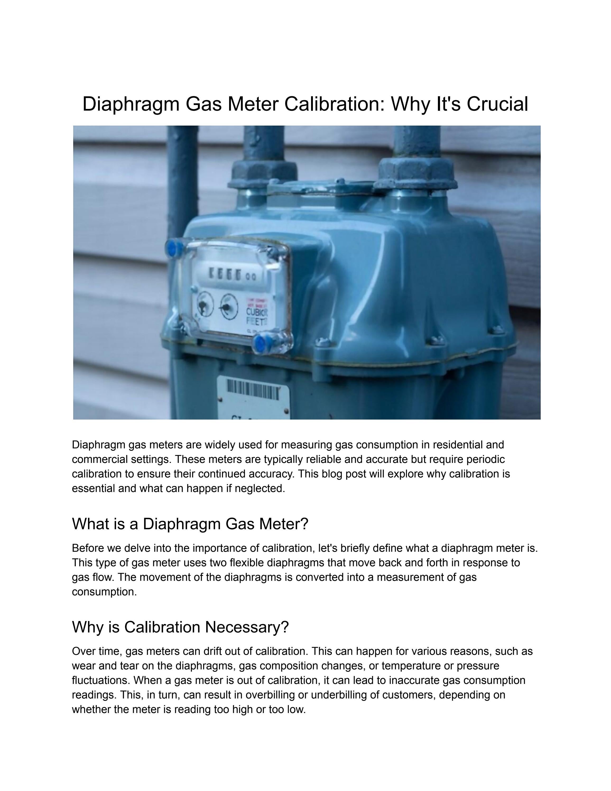 Diaphragm Gas Meter Calibration and Why It's Crucial by United