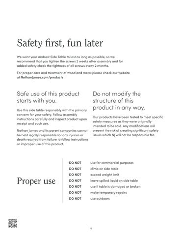 nathanjameshome 家具目录 · Andrew 边几 Instruction Sheet 第 19 页