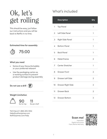 nathanjameshome 家具目录 · Andrew 边几 Instruction Sheet 第 2 页