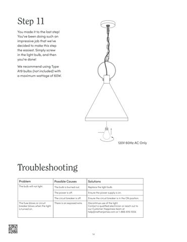nathanjameshome 灯饰目录 · Nate 吊灯 Instruction Sheet 第 14 页