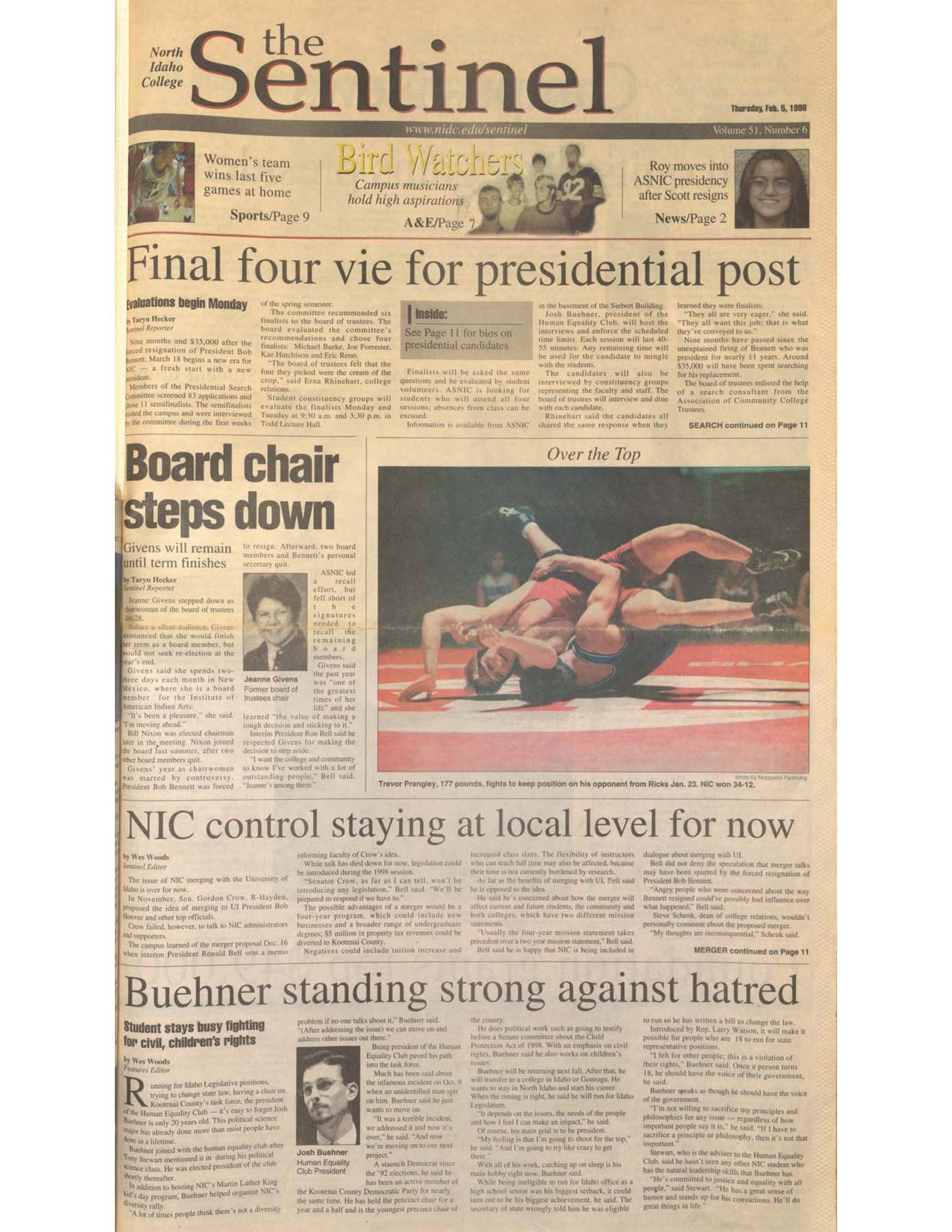The North Idaho College Sentinel Vol 51 No 6, Feb 5, 1998 by Molstead ...