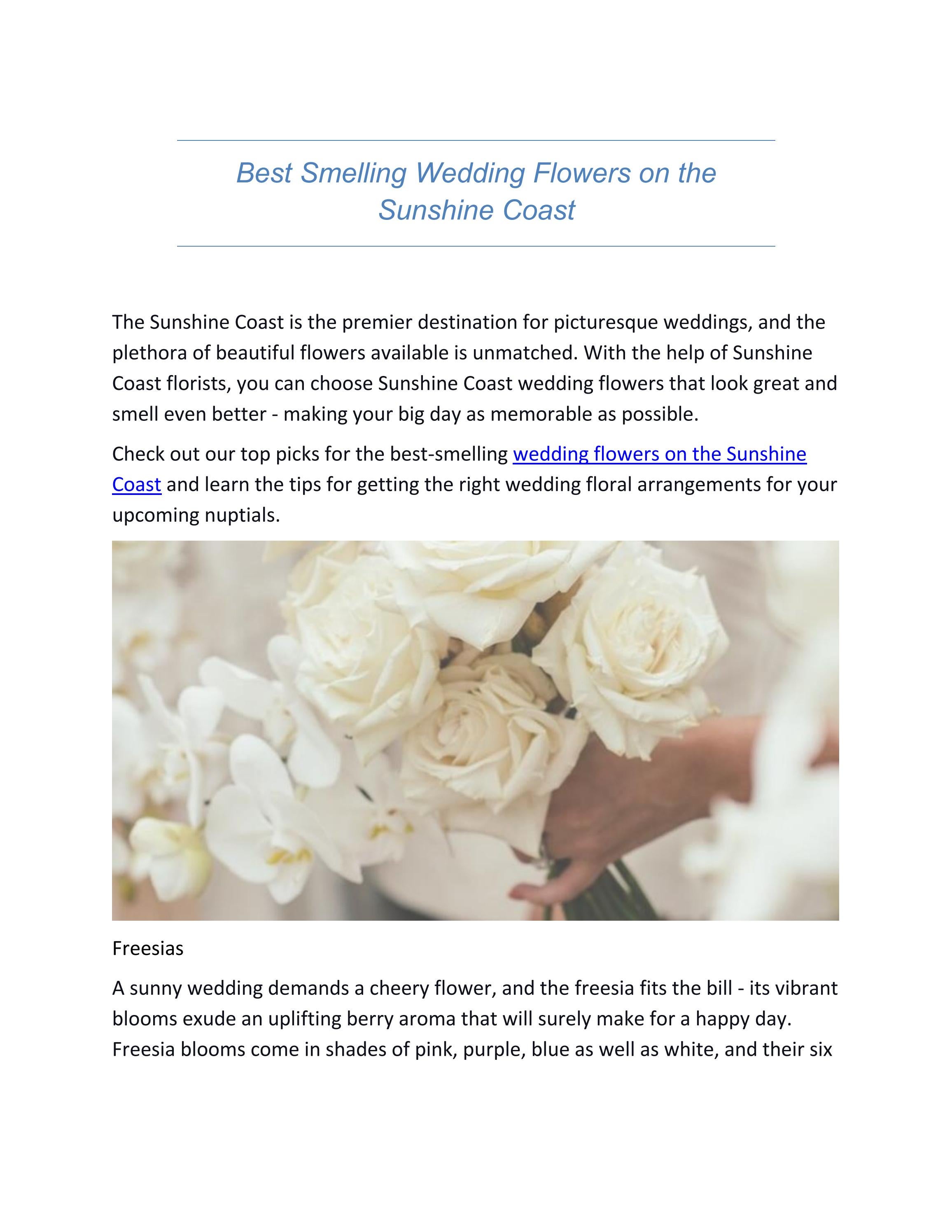Best Smelling Wedding Flowers on the Sunshine Coast by James Trevinno