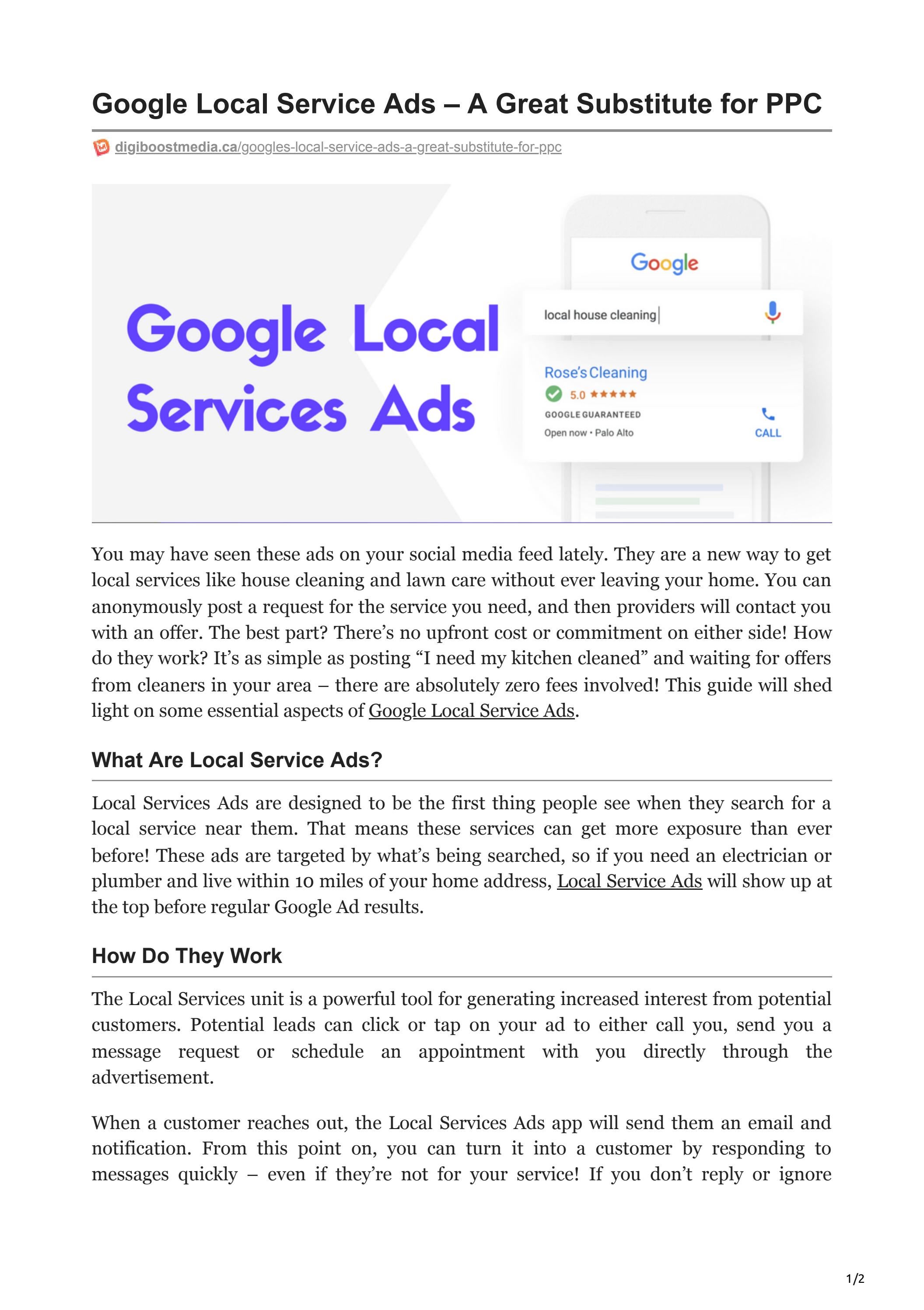 GOOGLE LOCAL SERVICE ADS A GREAT SUBSTITUTE FOR PPC By Digital Boost