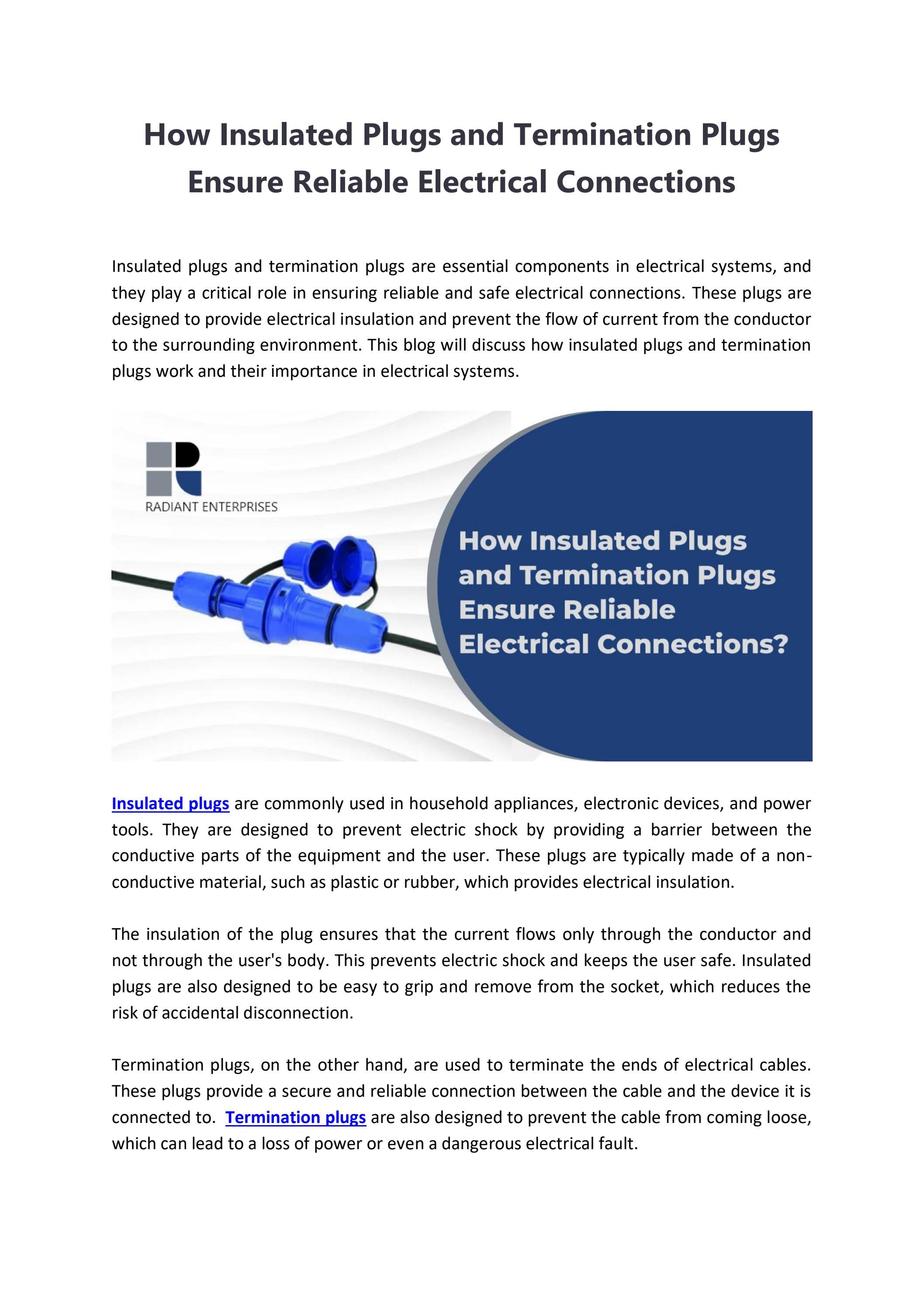 How Insulated Plugs and Termination Plugs Ensure Reliable Electrical