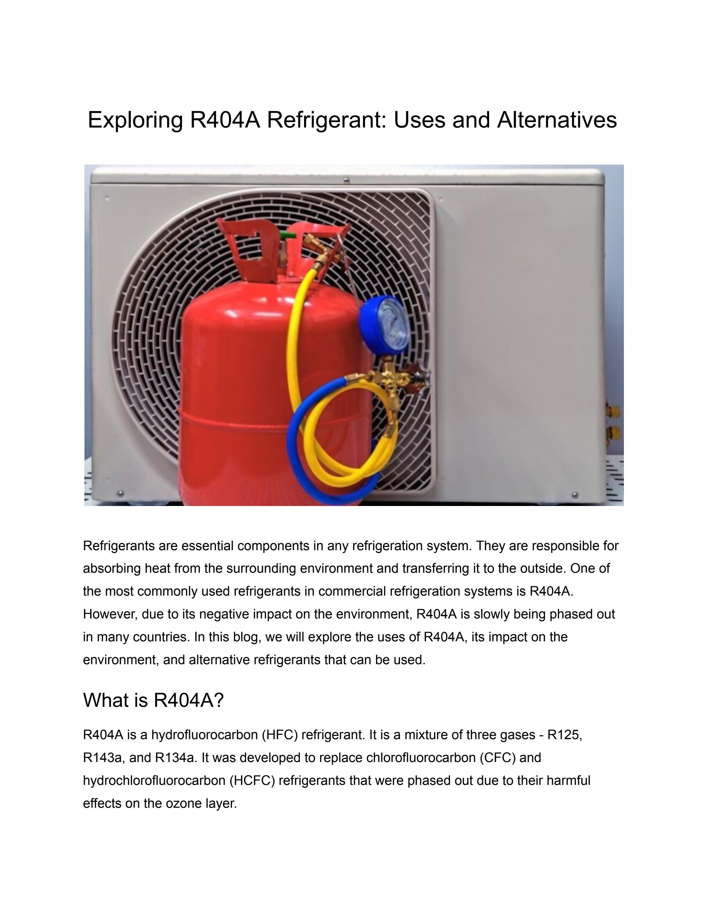 Exploring R404A Refrigerant Uses and Alternatives by United