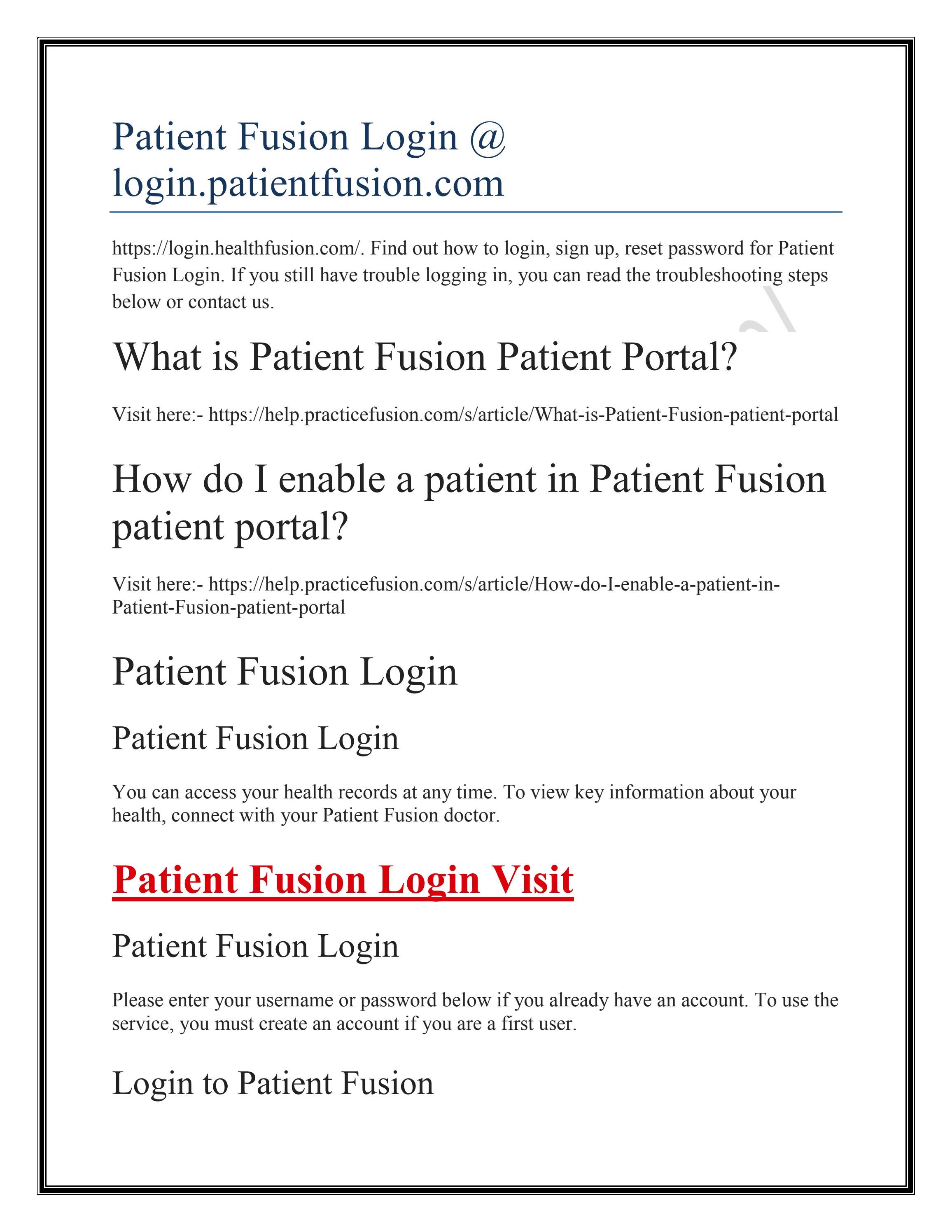 Patient Fusion Login by typeofclinics Issuu