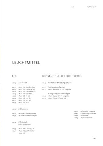 Aura Light 灯饰目录 · Gesamtkatalog Leuchtmittel 第 3 页
