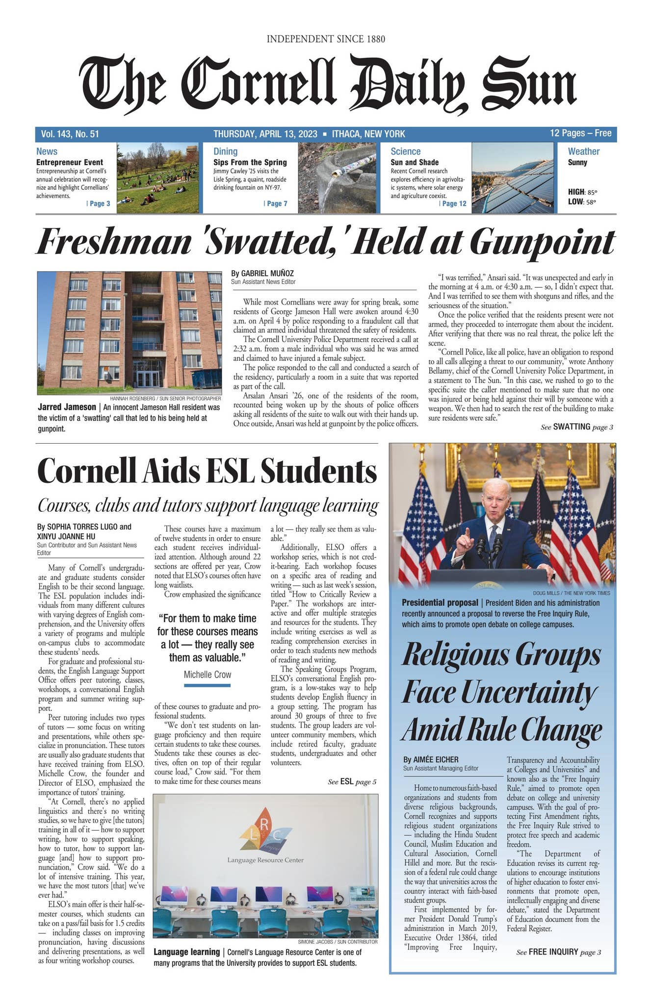 4-14-2023 entire issue hi res by The Cornell Daily Sun - Issuu