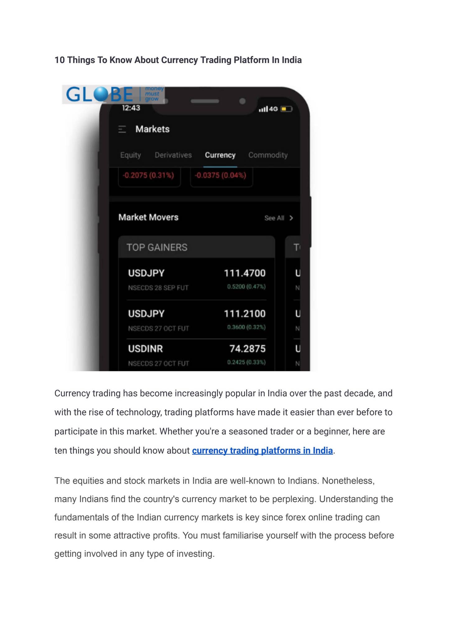 10 Things To Know About Currency Trading Platform In India by globe capital  - Issuu