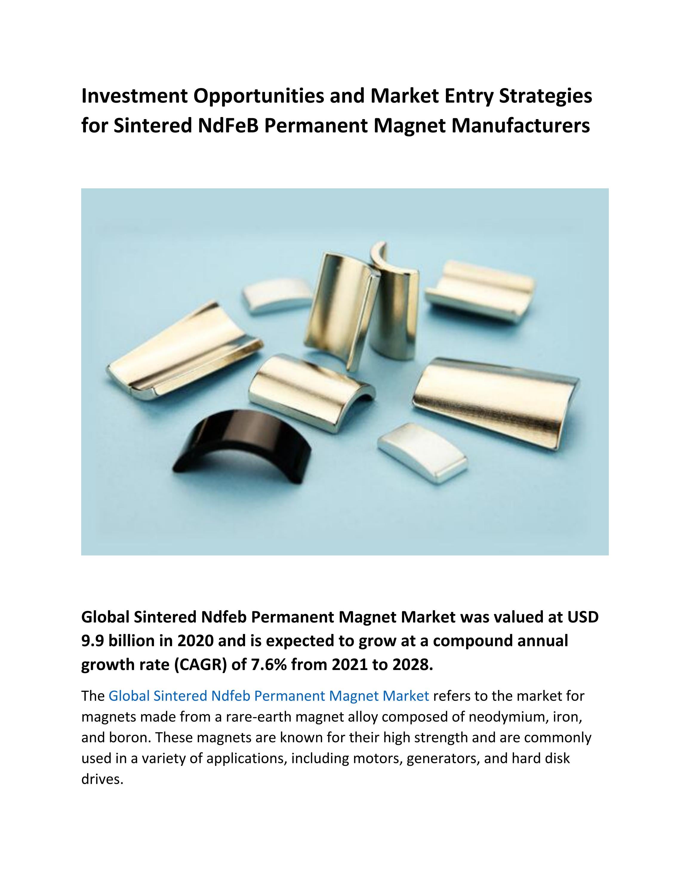 Global Sintered Ndfeb Permanent Market by SDatalytics Issuu