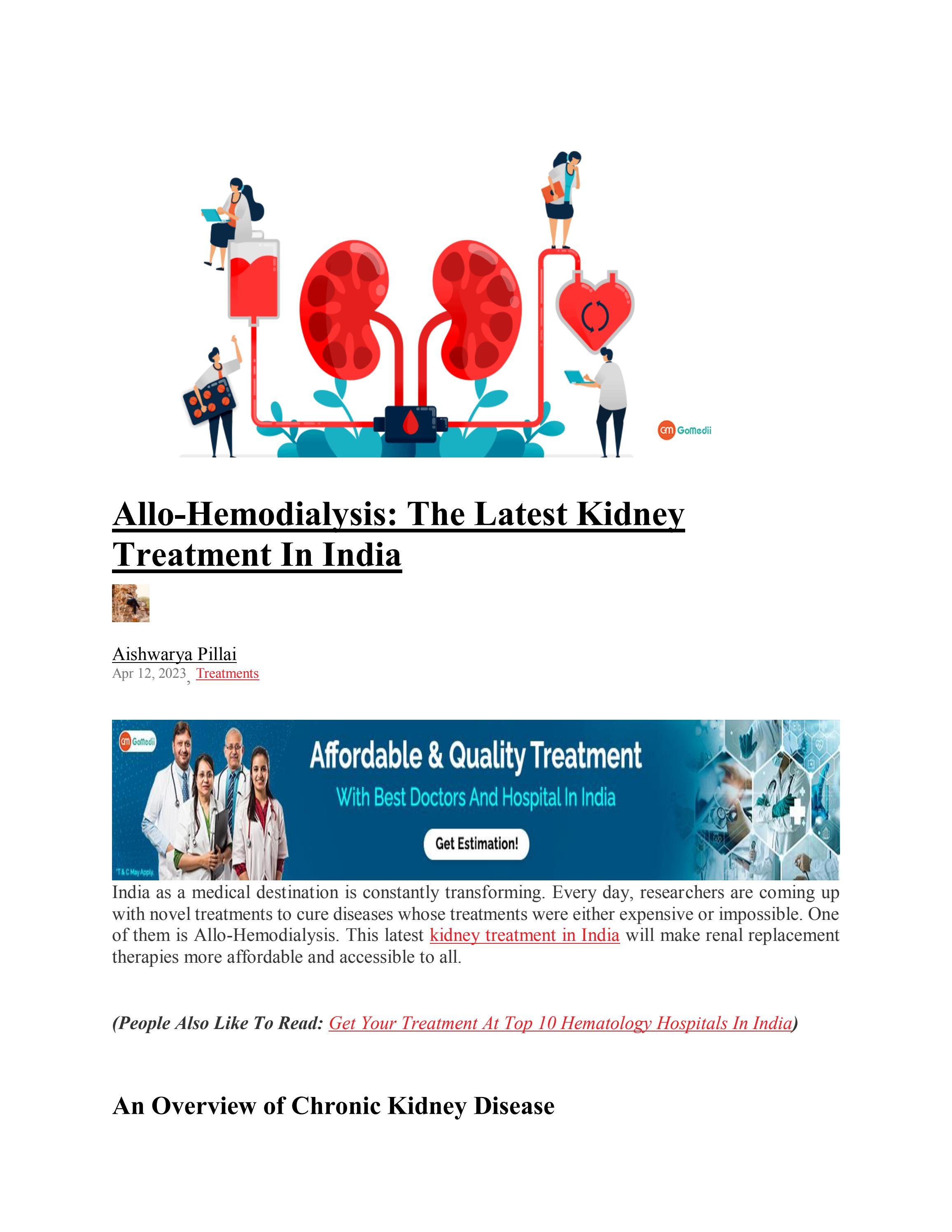 AlloHemodialysis The Latest Kidney Treatment In India by Medical