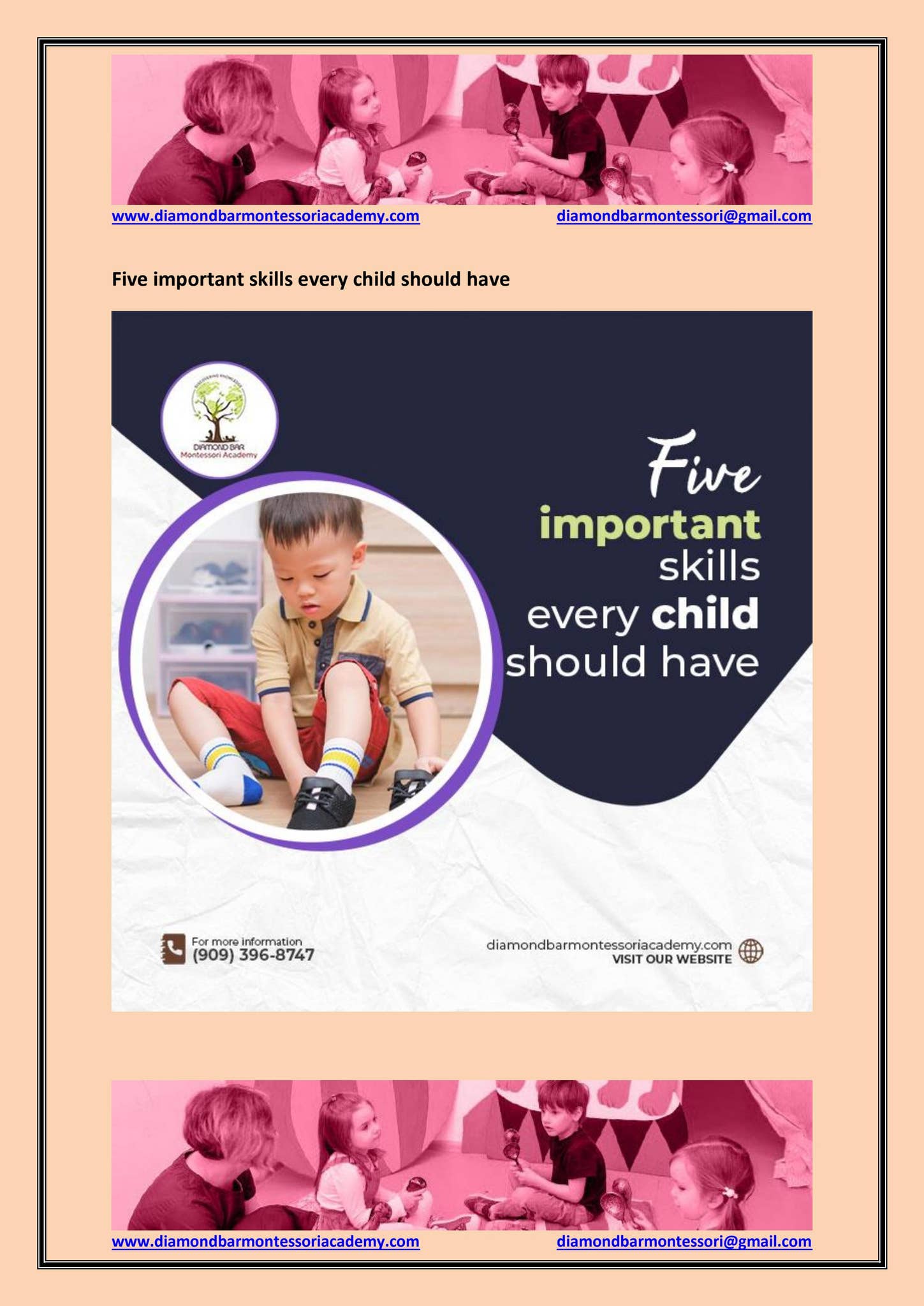 Five important skills every child should have by Diamond Bar Montessori ...