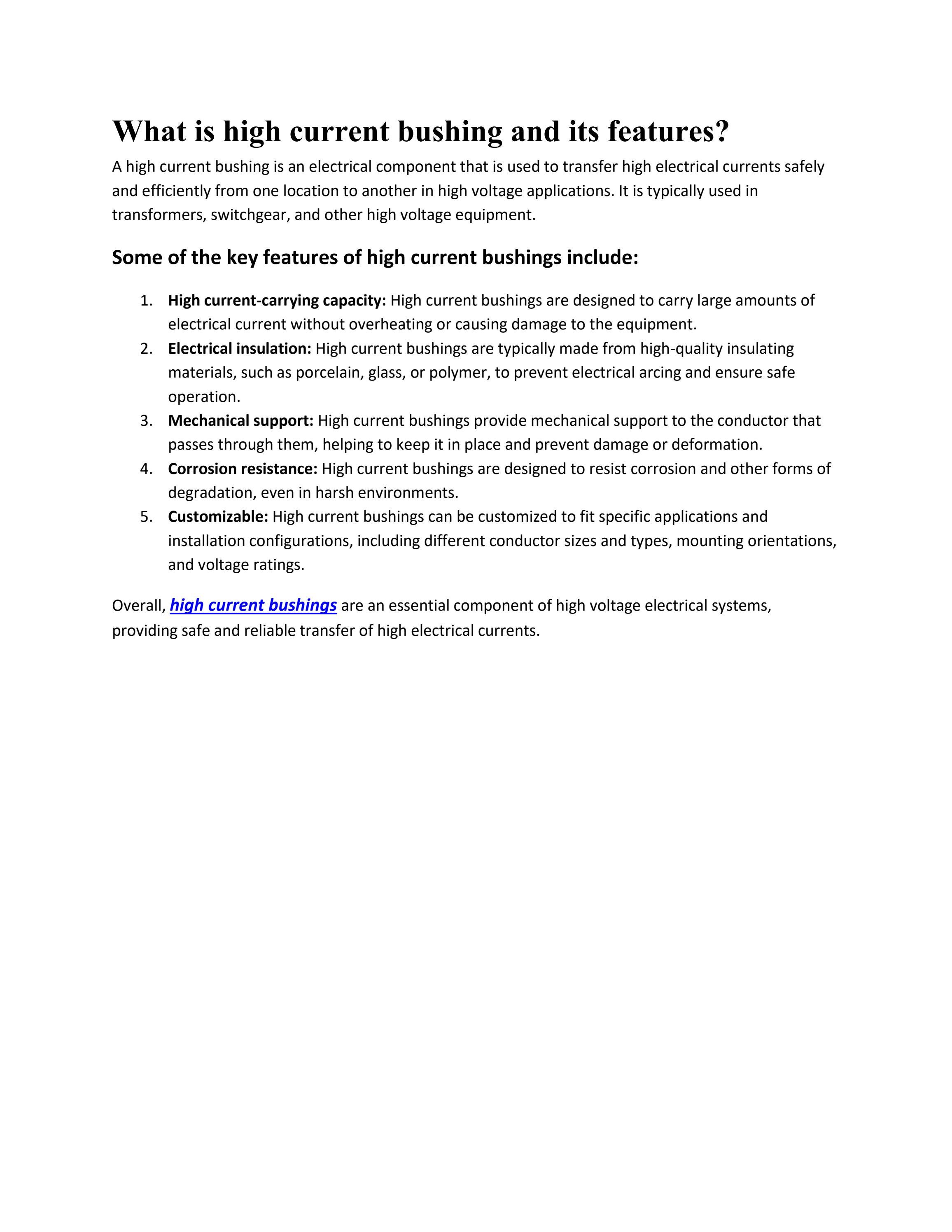 What is high current bushing? by Yash Highvoltage Ltd. Issuu