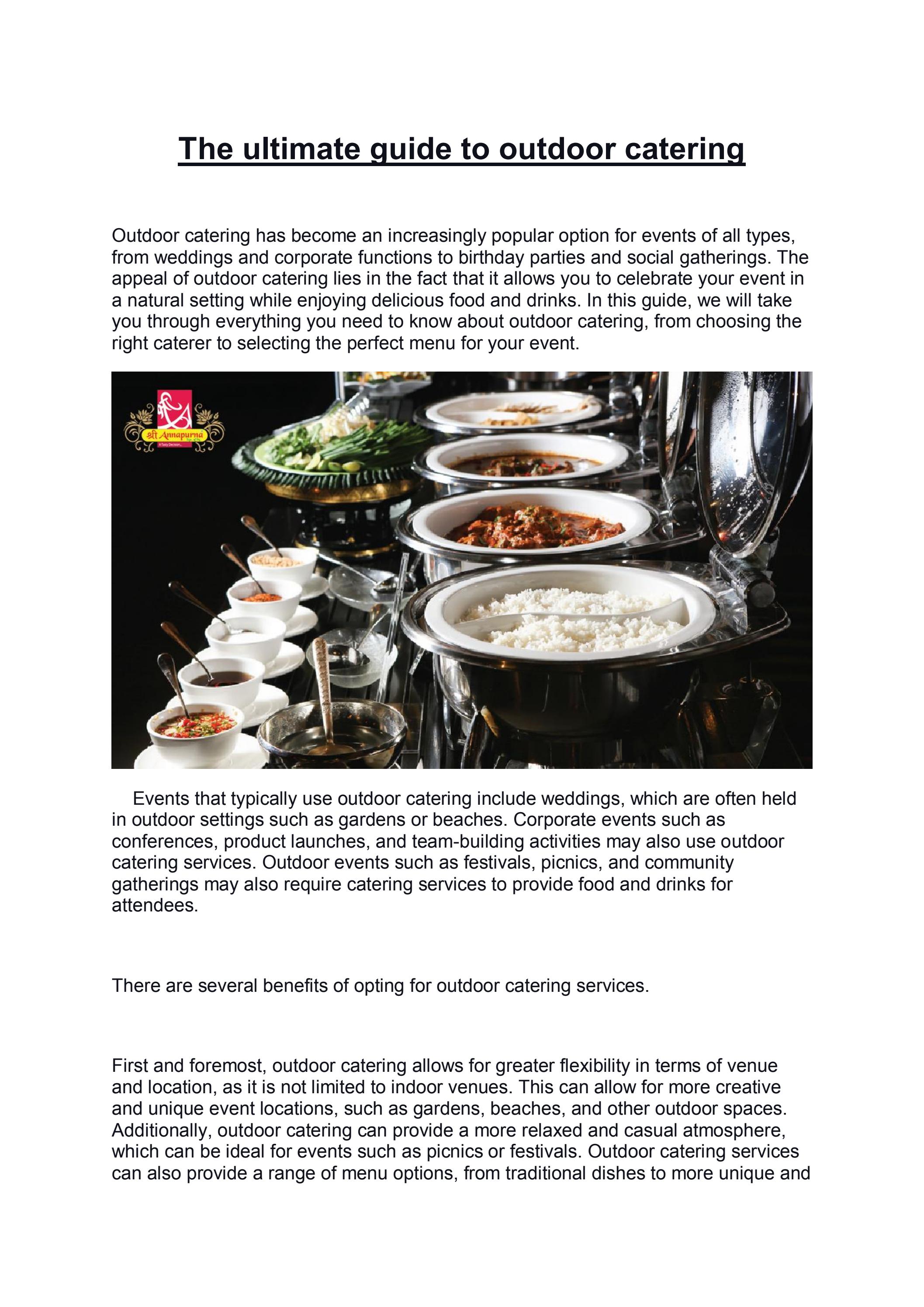 THE ULTIMATE GUIDE TO OUTDOOR CATERING by Sri Annapurna Issuu