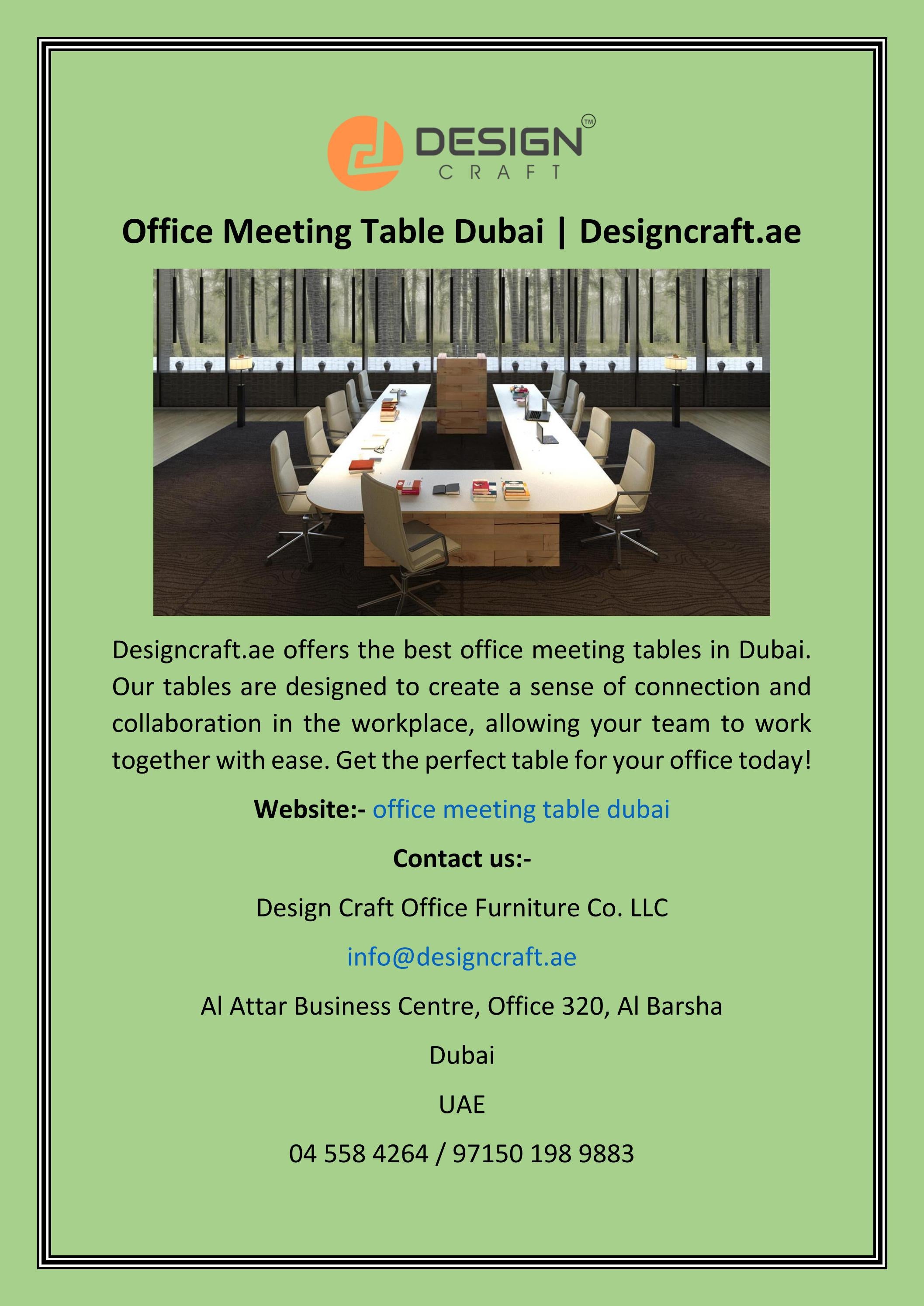 Office Meeting Table Dubai Designcraft.ae by Design Craft Office