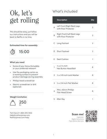 nathanjameshome 家具目录 · Hylie Bar 凳 Instruction Sheet 第 2 页