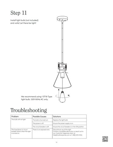 nathanjameshome 灯饰目录 · Vincent 吊灯 Instruction Sheet 第 14 页
