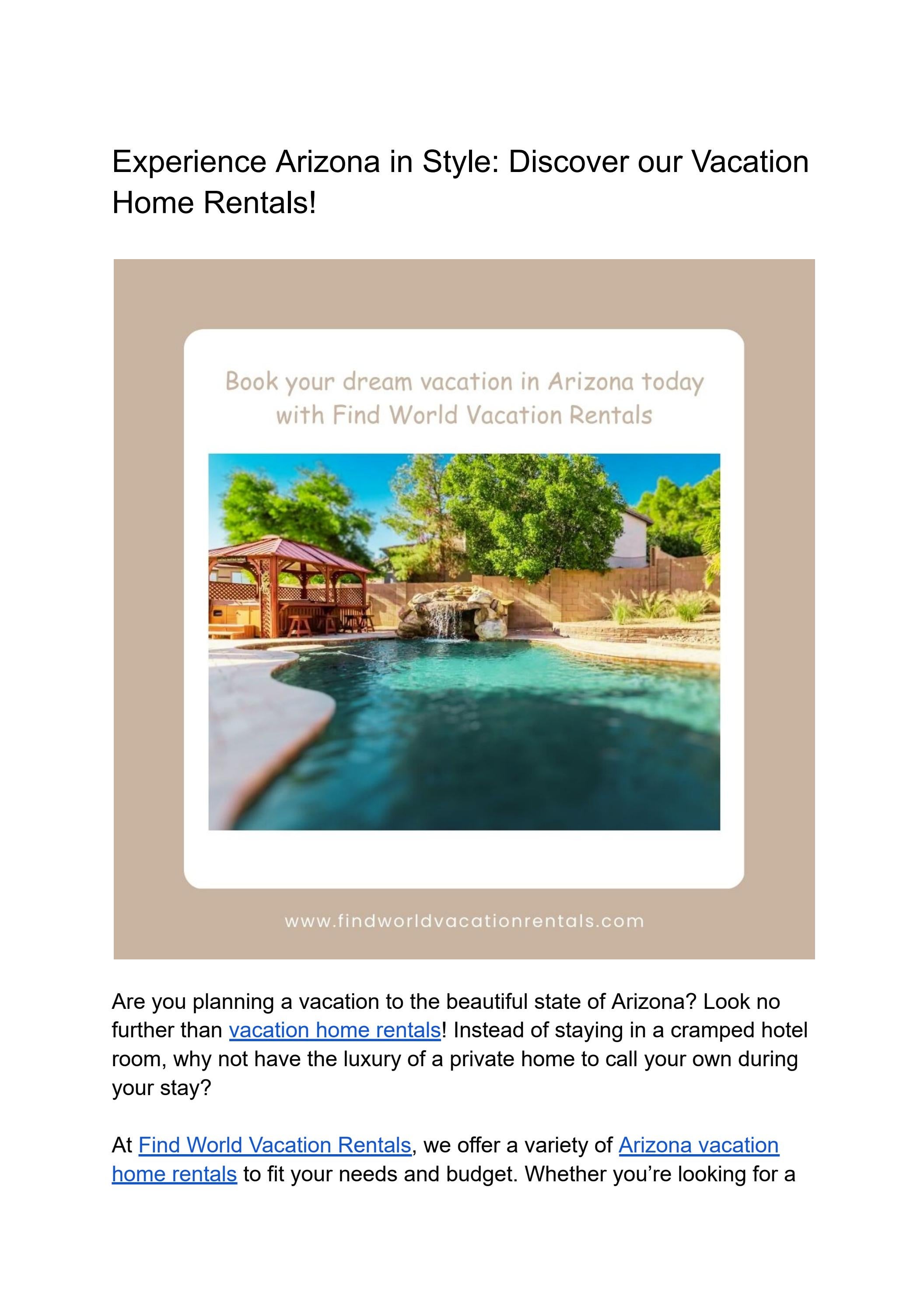 Arizona Vacation Rentals