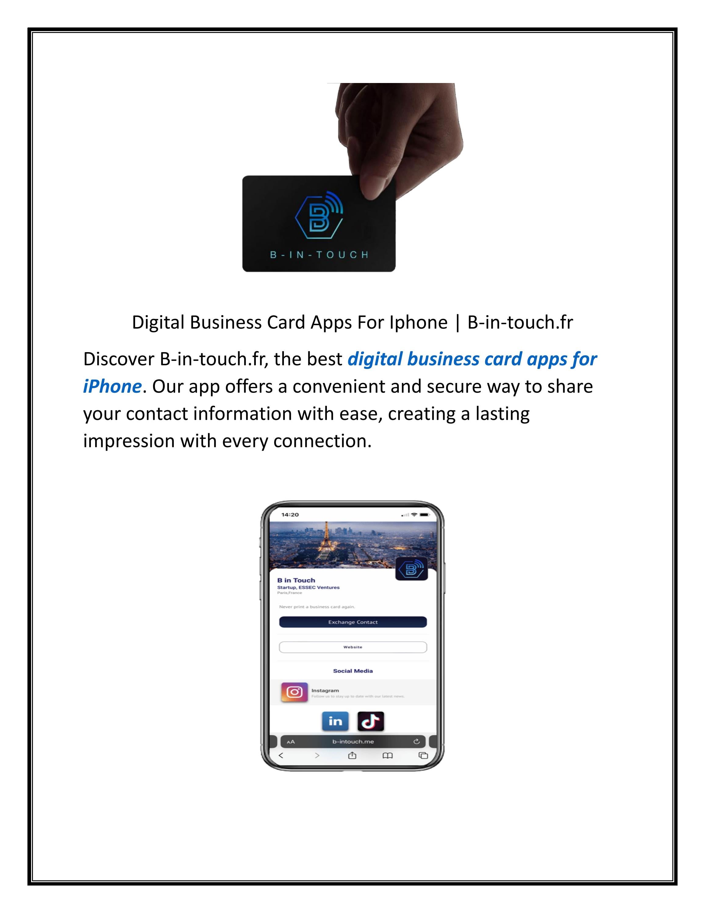 Digital Business Card Apps For Iphone Bintouch.fr by Bin Touch Issuu