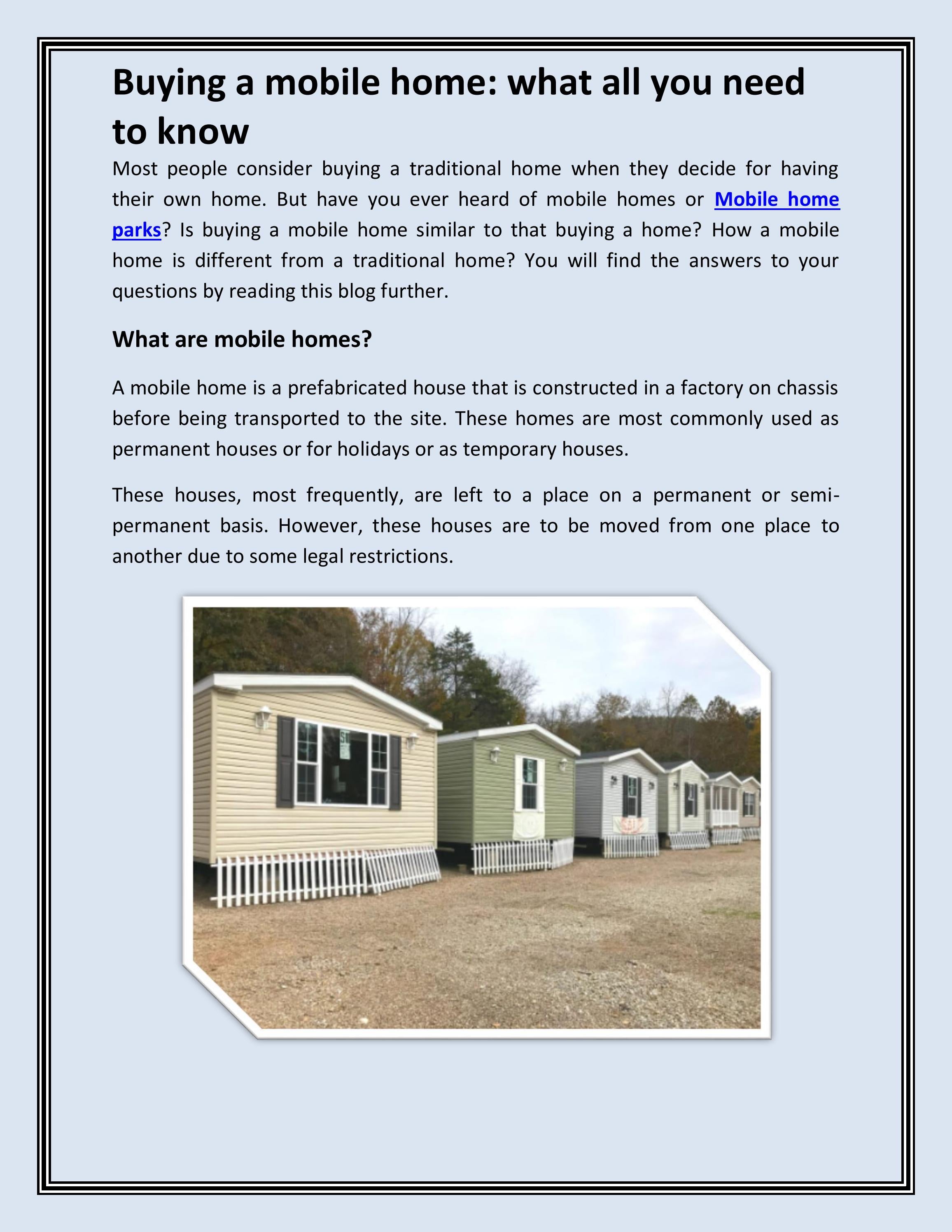 Buying a mobile home what all you need to know by Palm Gardens Issuu