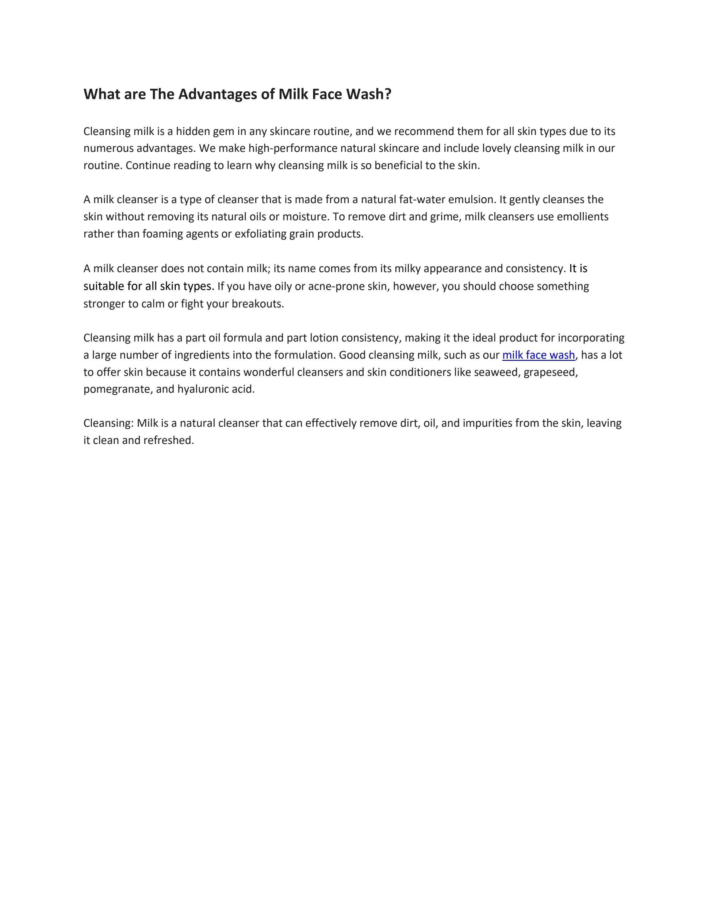 What are The Advantages of Milk Face Wash? by personaltouch123 Issuu