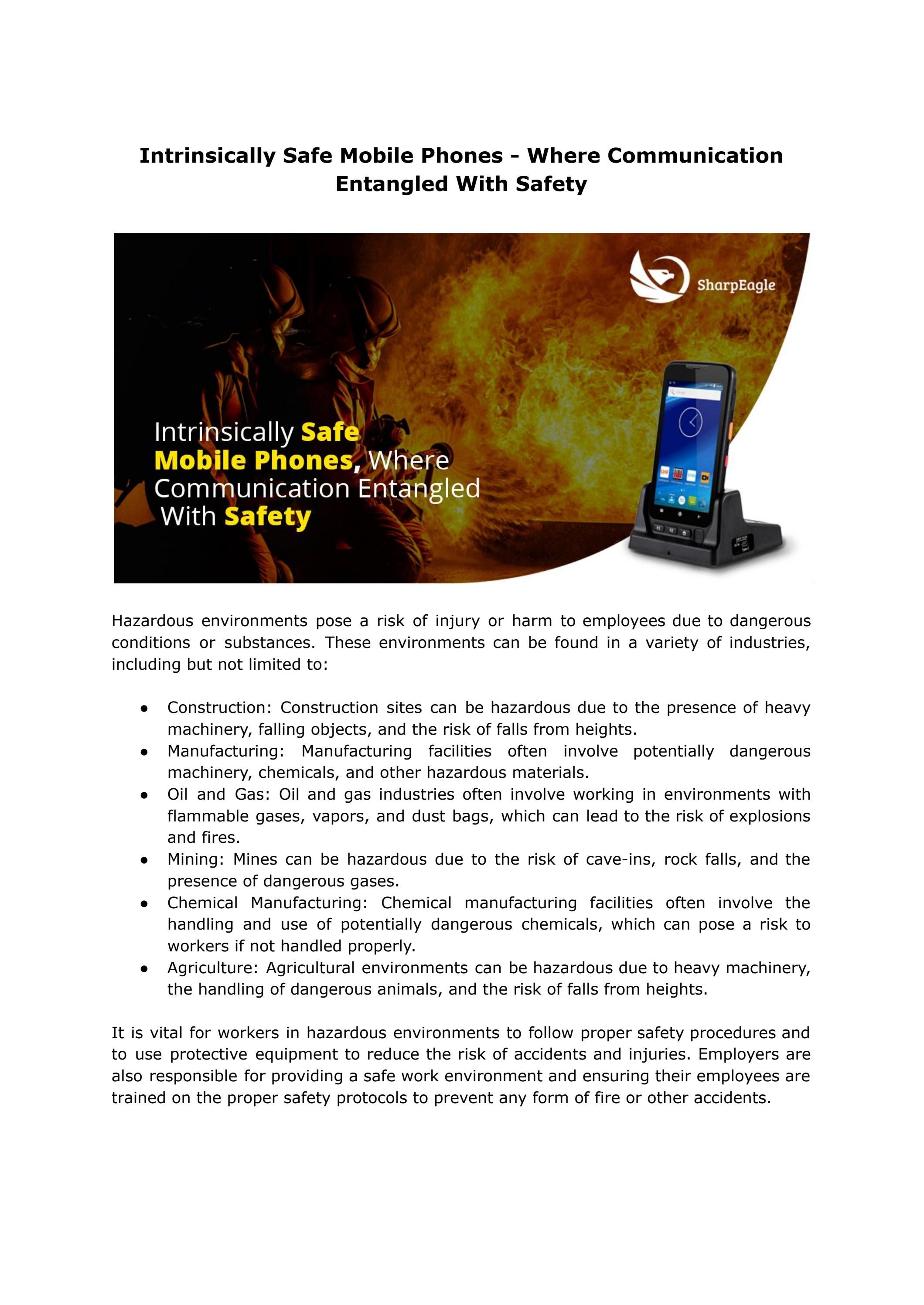 Intrinsically Safe Mobile Phones - Where Communication Entangled With ...