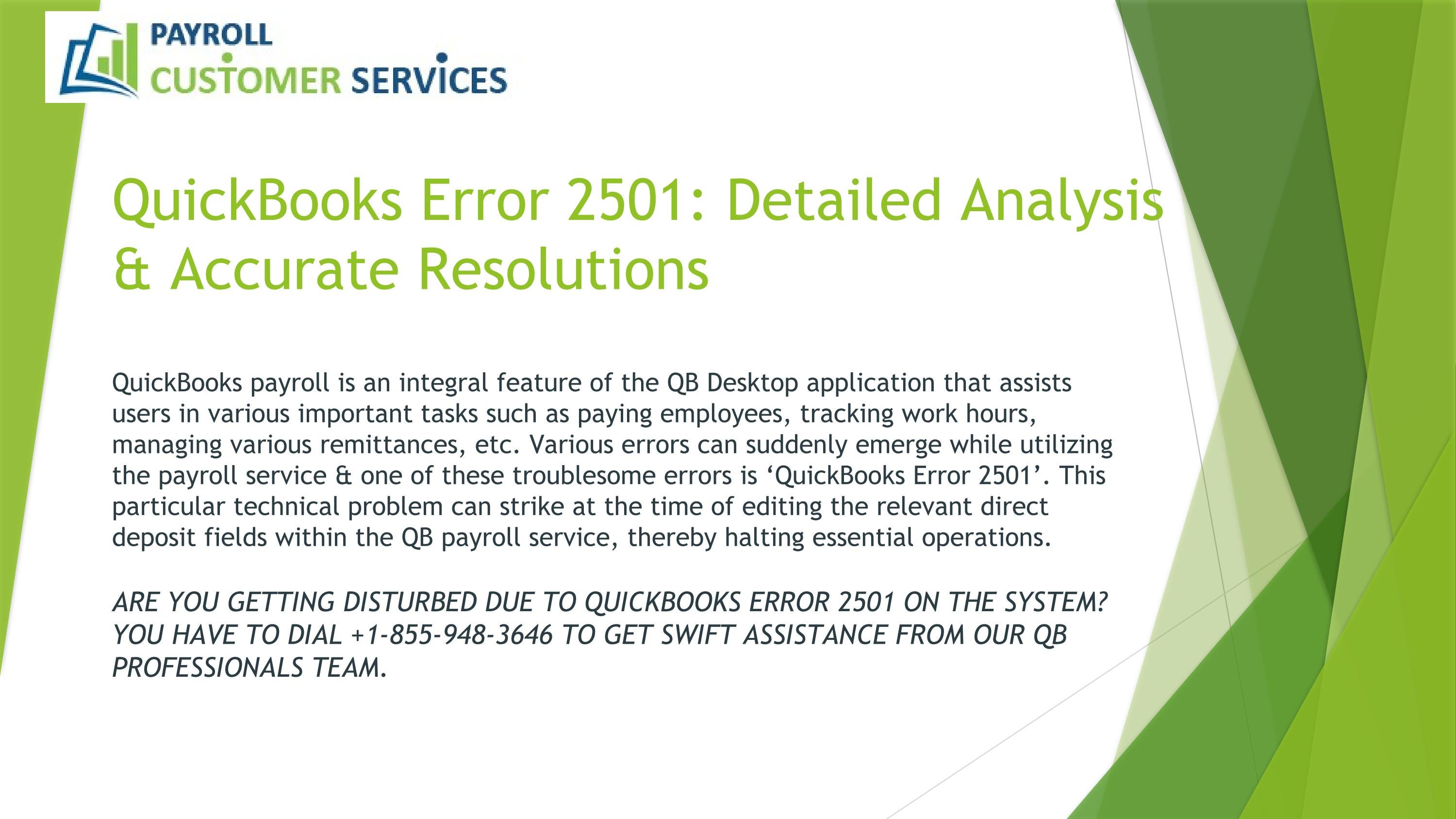 QuickBooks Error 2501 Detailed Analysis & Accurate Resolutions by Zoe
