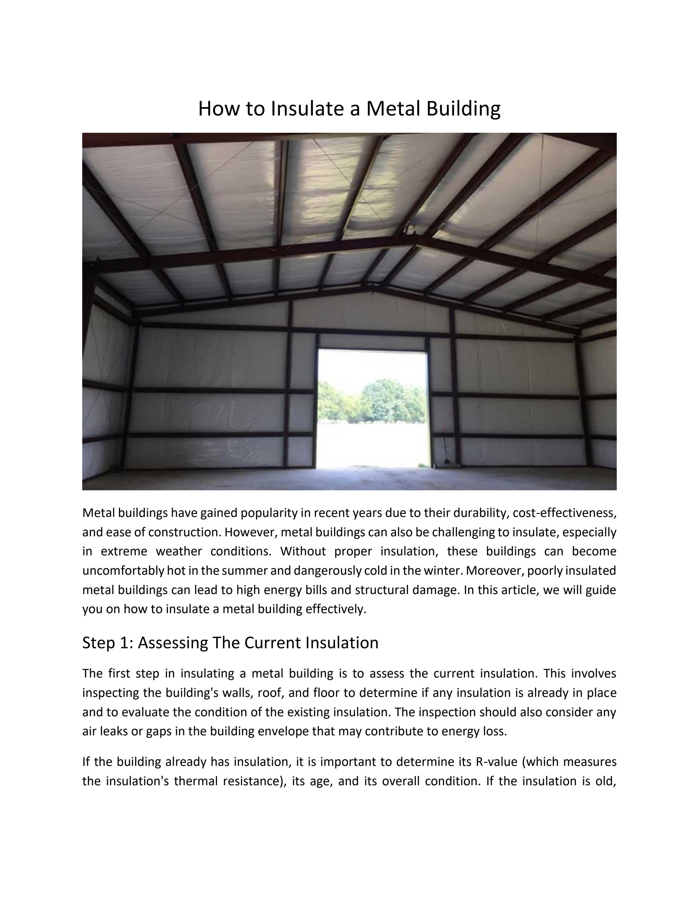 How to Insulate a Metal Building by chandking19 Issuu