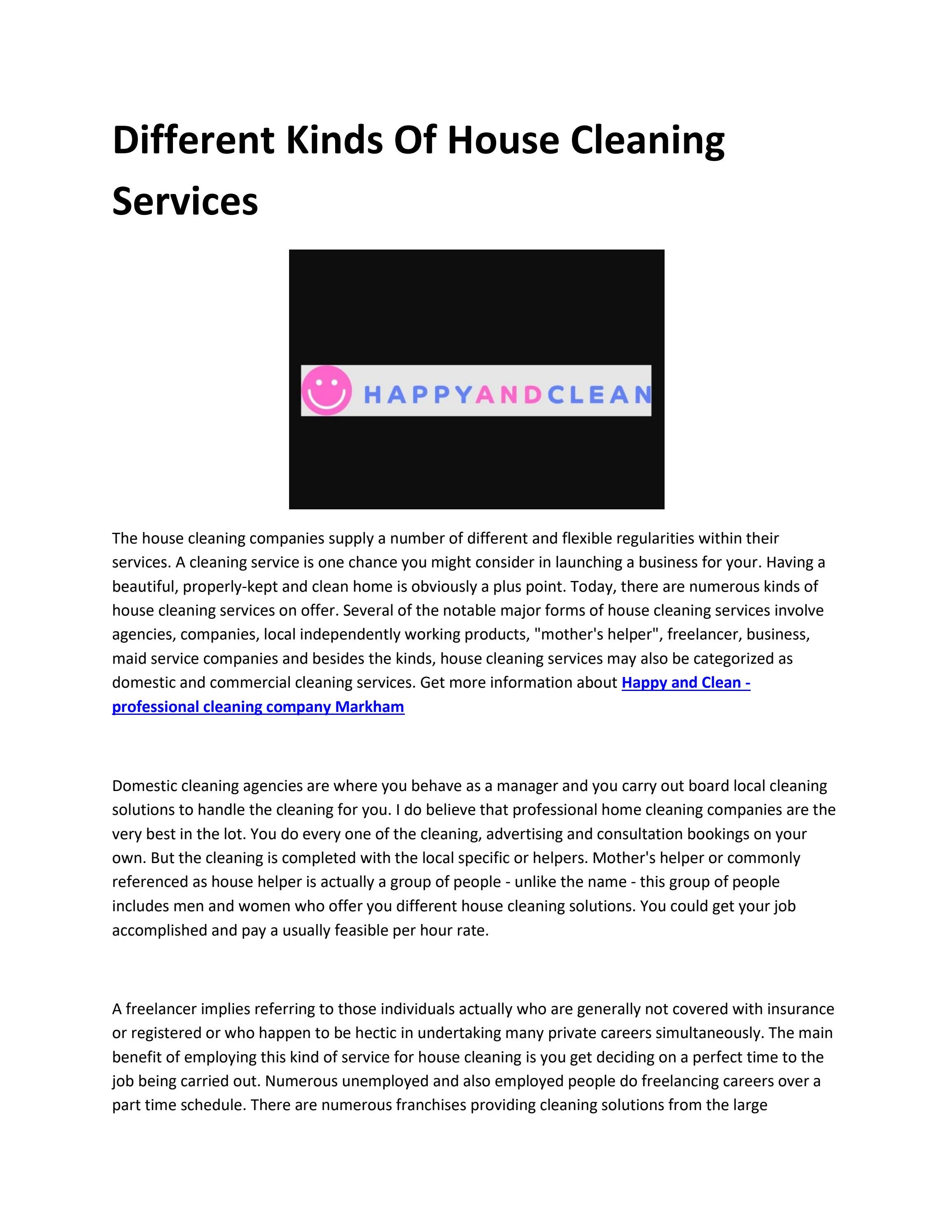 Happy and Clean cleaning services Markham by Thomas Shaw Issuu