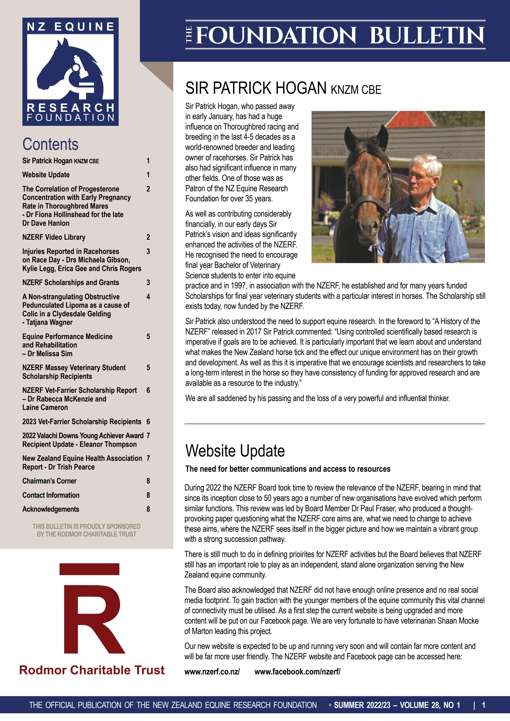 NZ Equine Research Foundation Summer Bulletin 2023 by