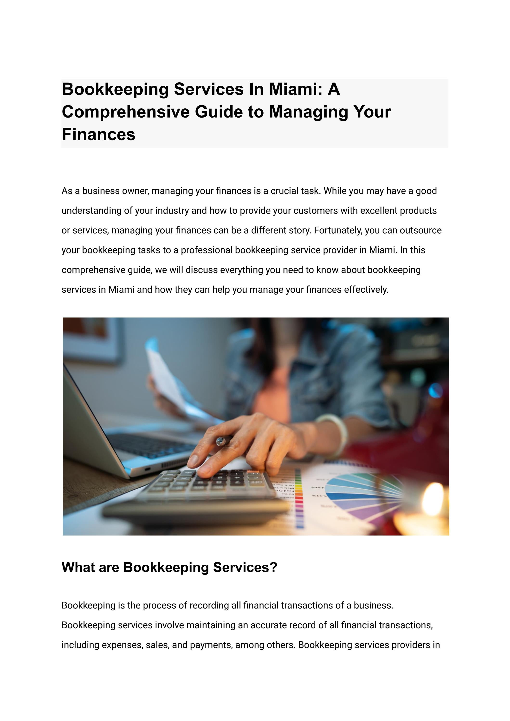 Bookkeeping Services In Miami A Comprehensive Guide to Managing Your