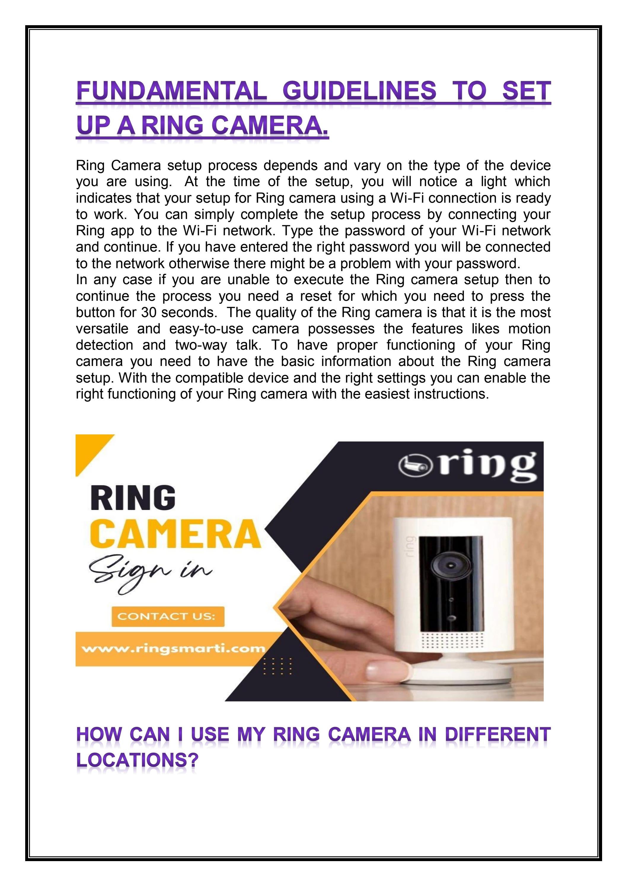 Fundamental Guidelines to set up a Ring Camera by ring smart Issuu