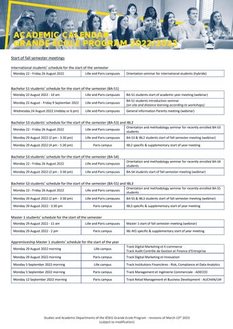 PGE Academic Calendar 2022/2023 by IÉSEG - Issuu