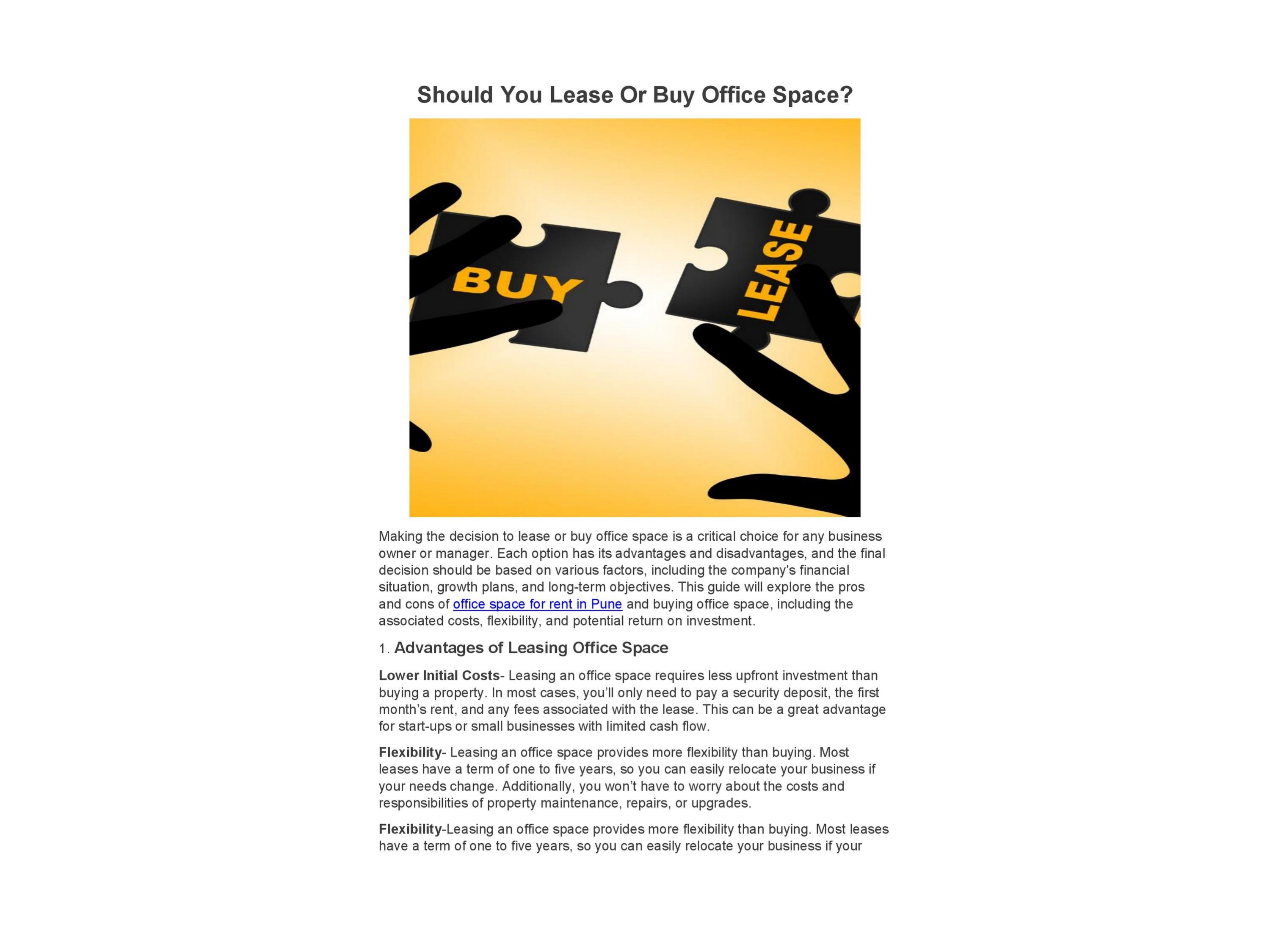 Should You Lease Or Buy Office Space by Questreal123 Issuu
