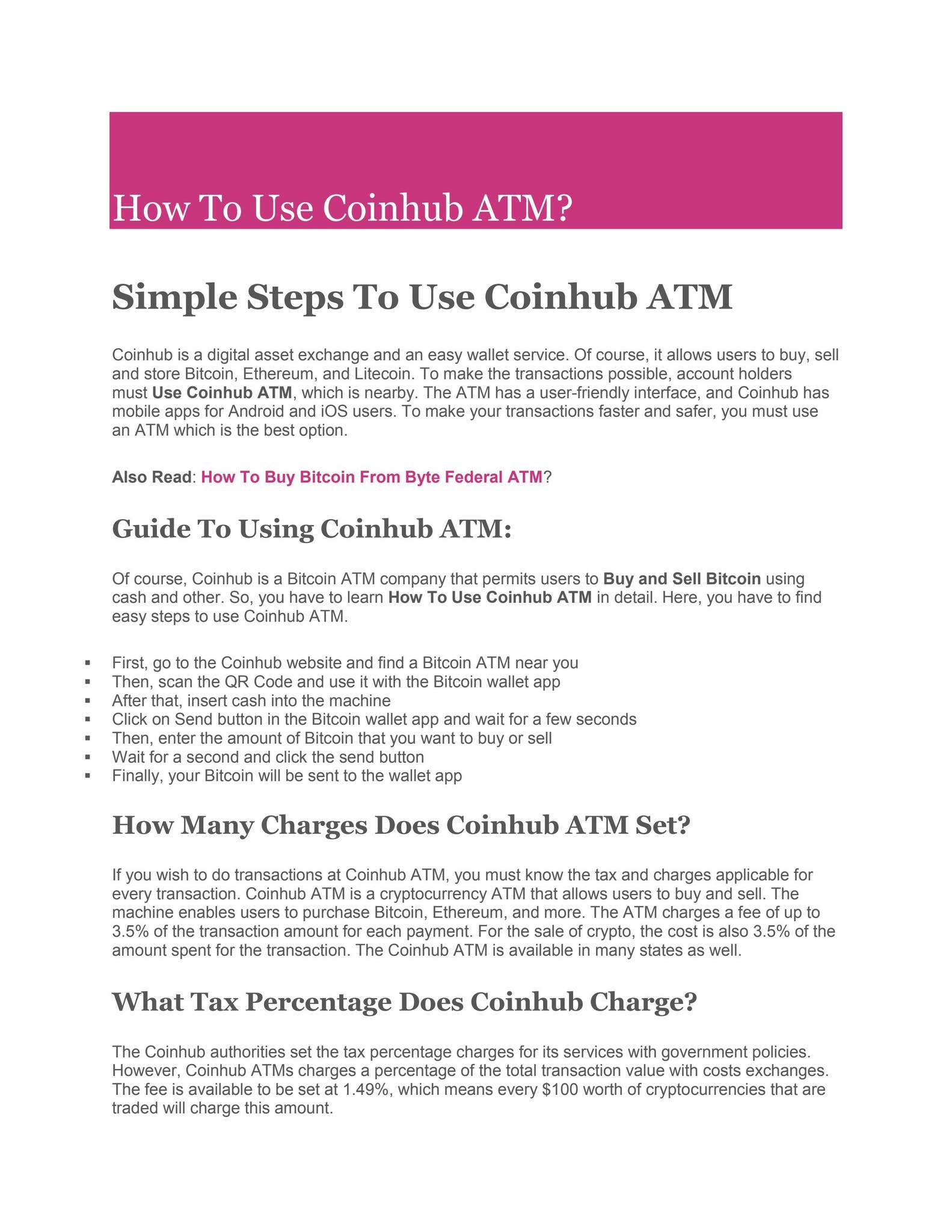 How To Use Coinhub ATM? Easy And Secure by Amara Bell - Issuu