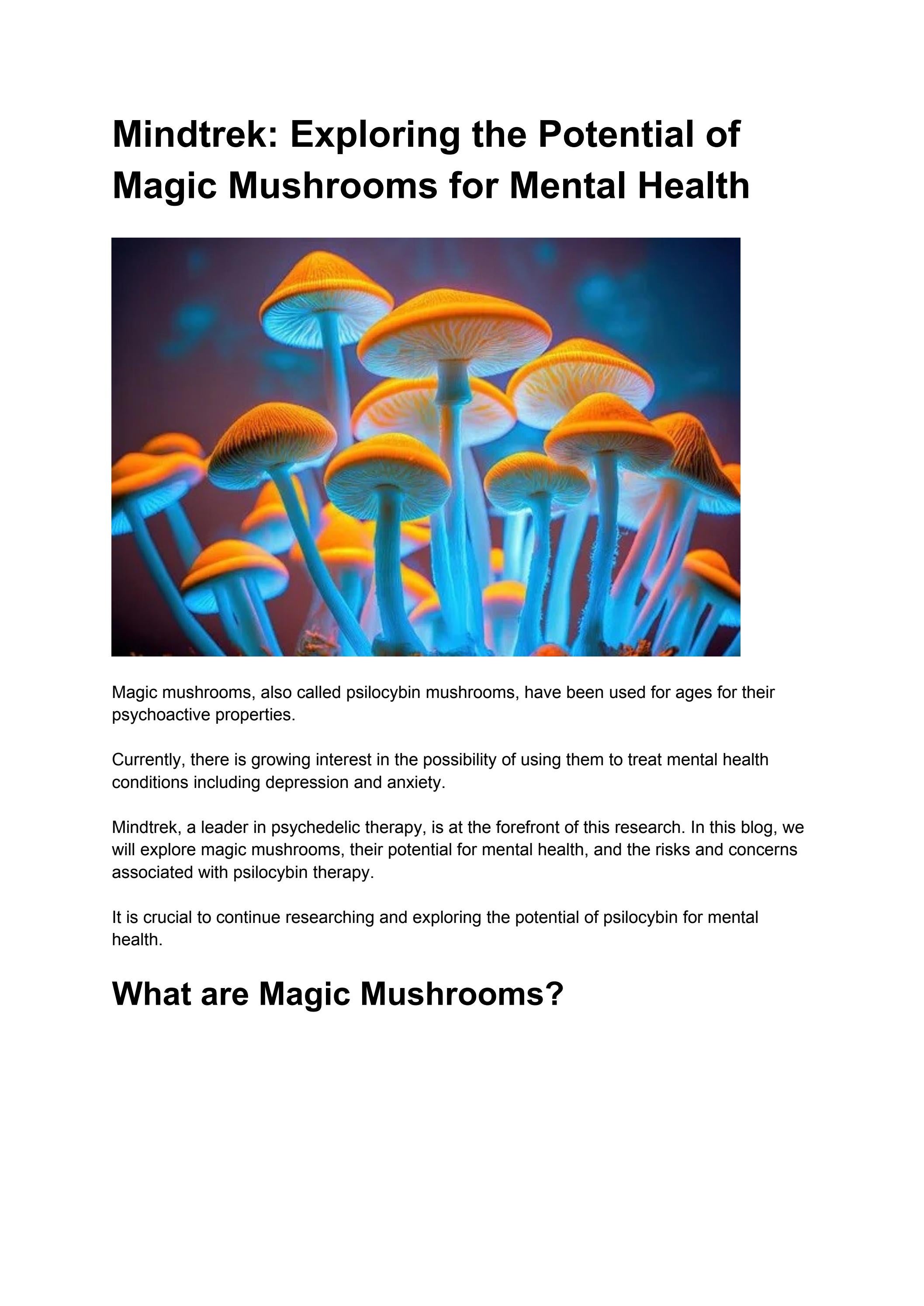 Mindtrek Exploring the Potential of Magic Mushrooms for Mental Health